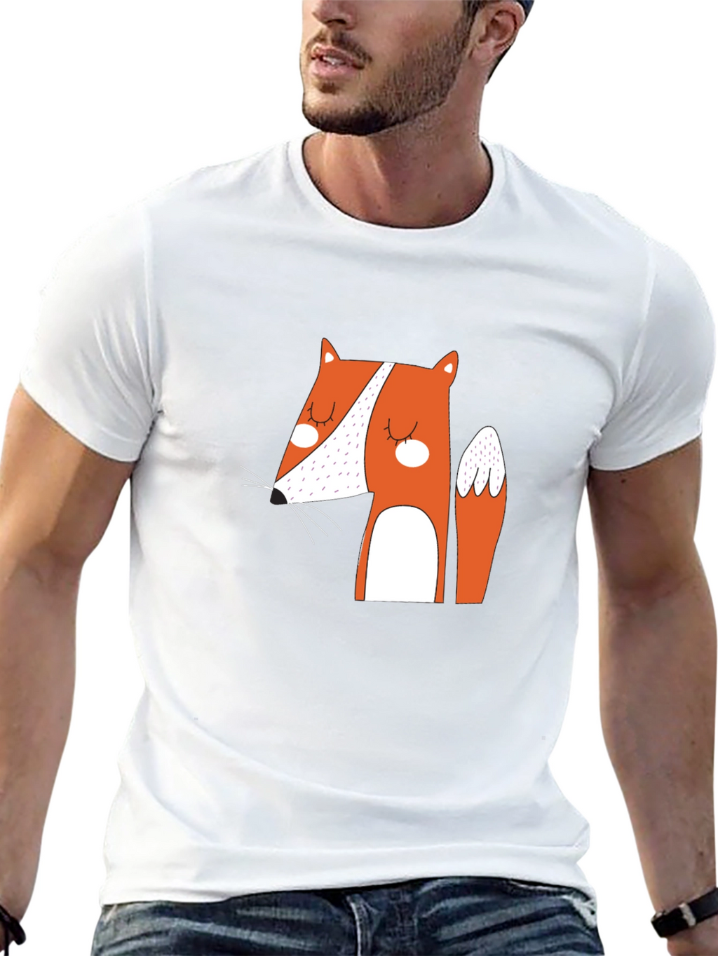 Cute Fox Graphic Black T-Shirt