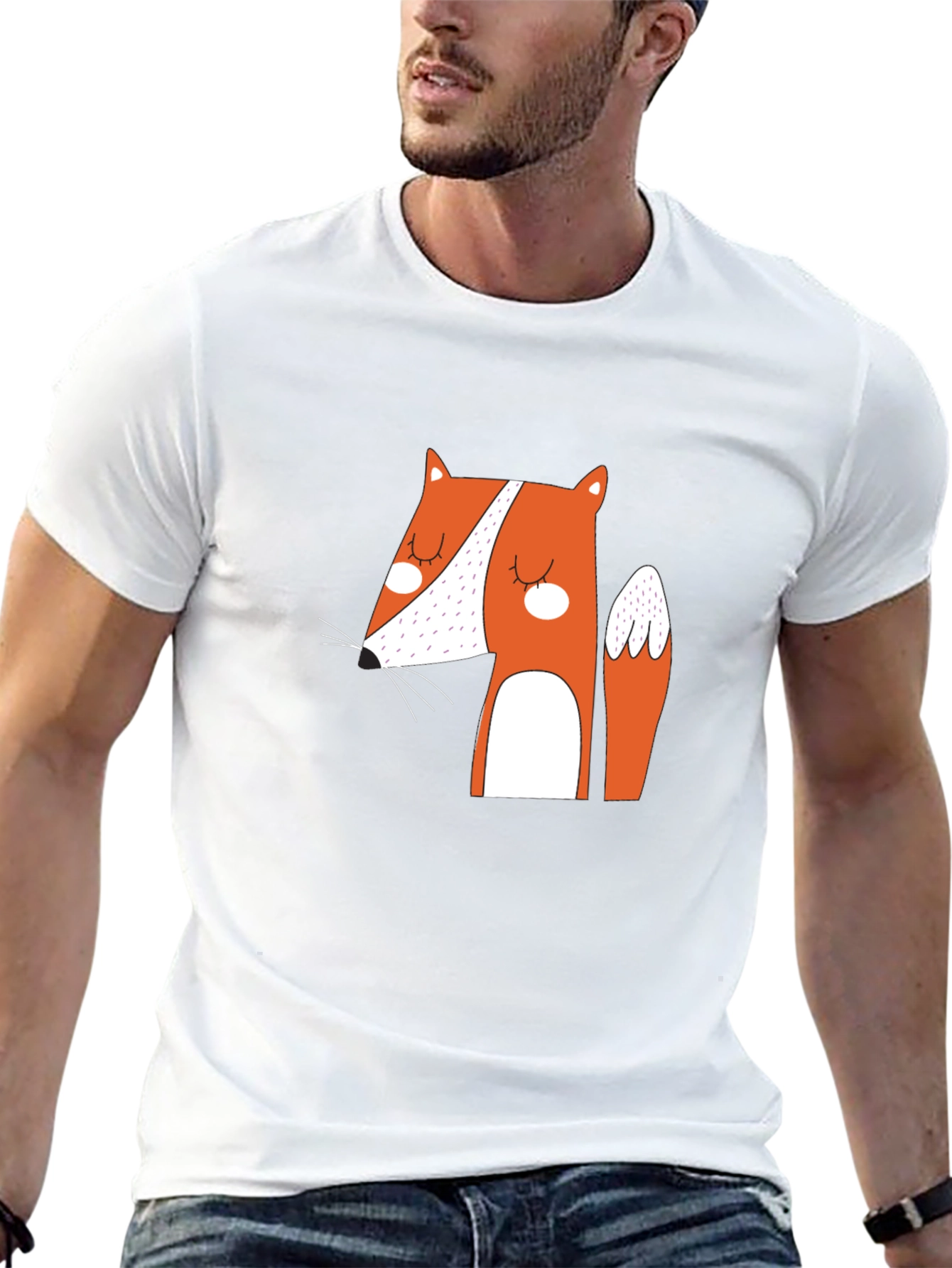 Cute Fox Graphic Black T-Shirt