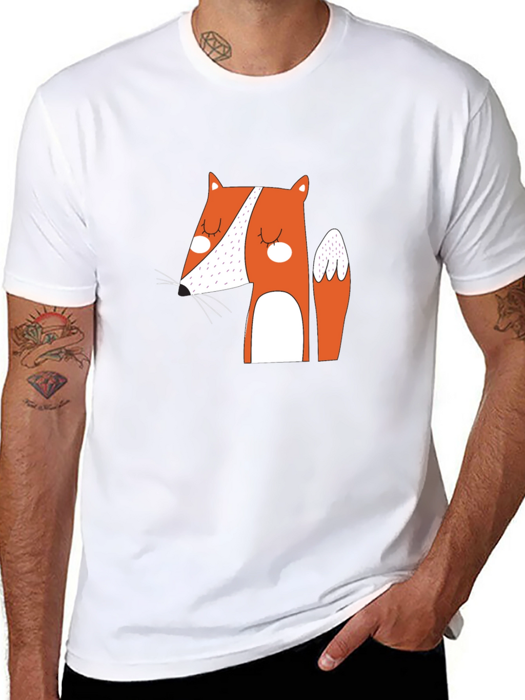 Cute Fox Graphic Black T-Shirt