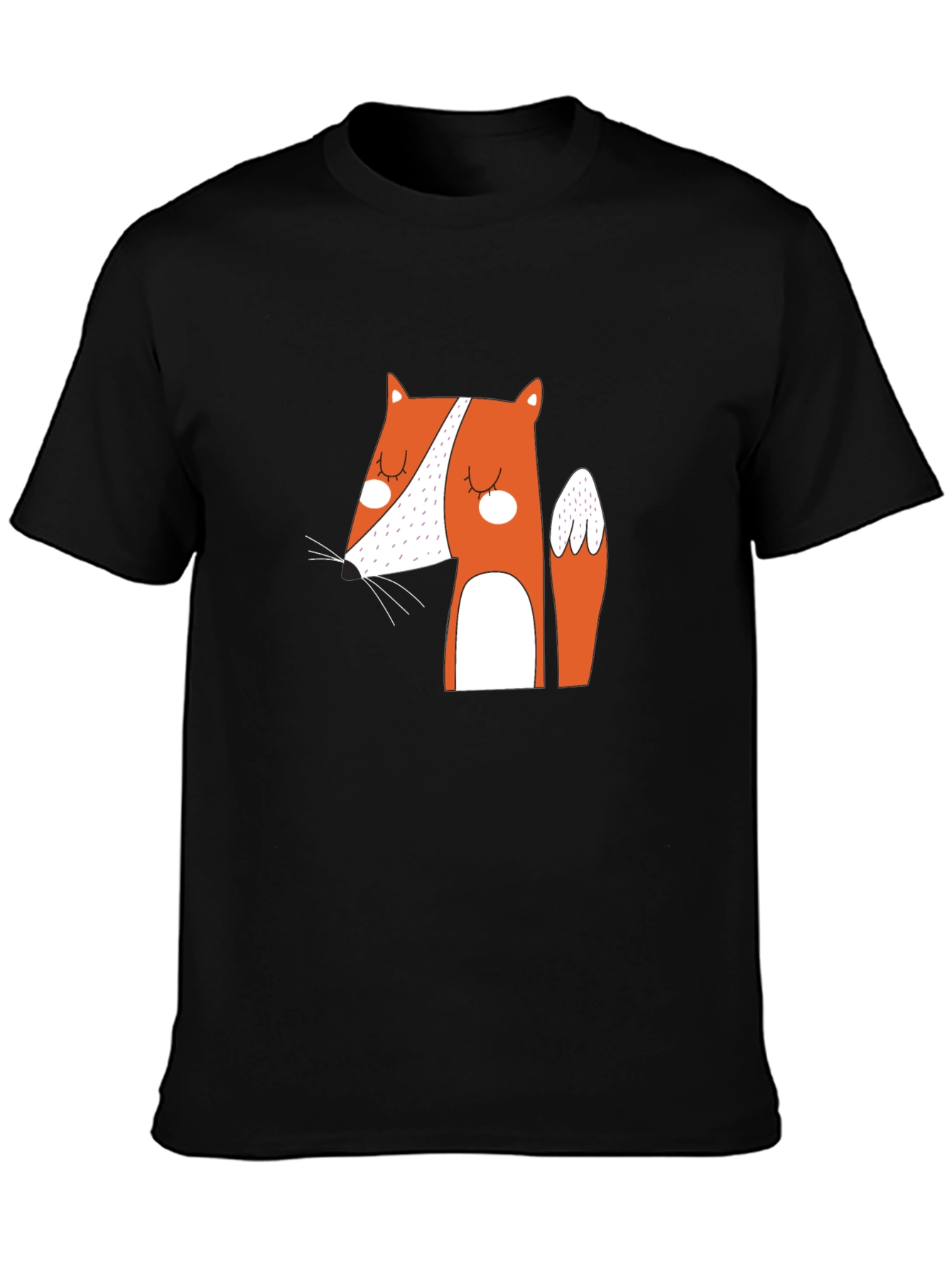 Cute Fox Graphic Black T-Shirt