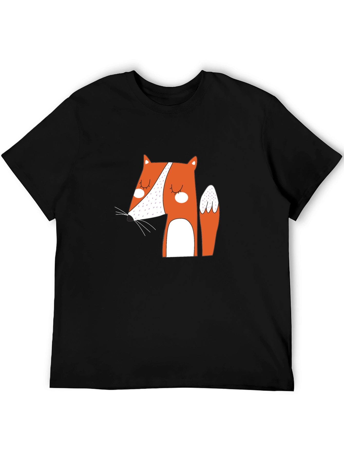 Cute Fox Graphic Black T-Shirt