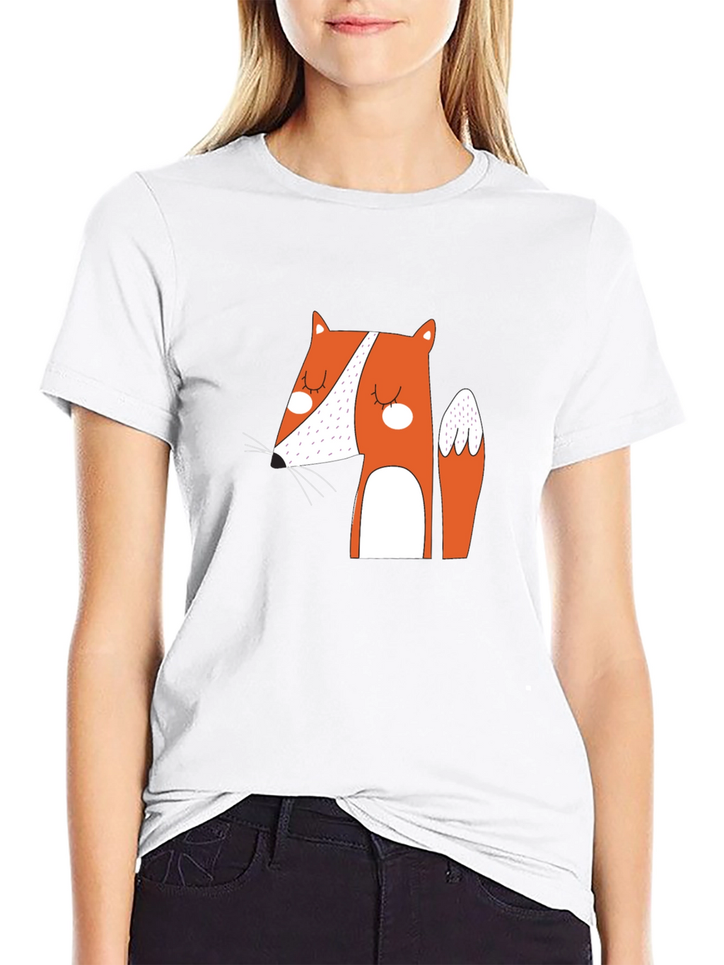Cute Fox Graphic Black T-Shirt