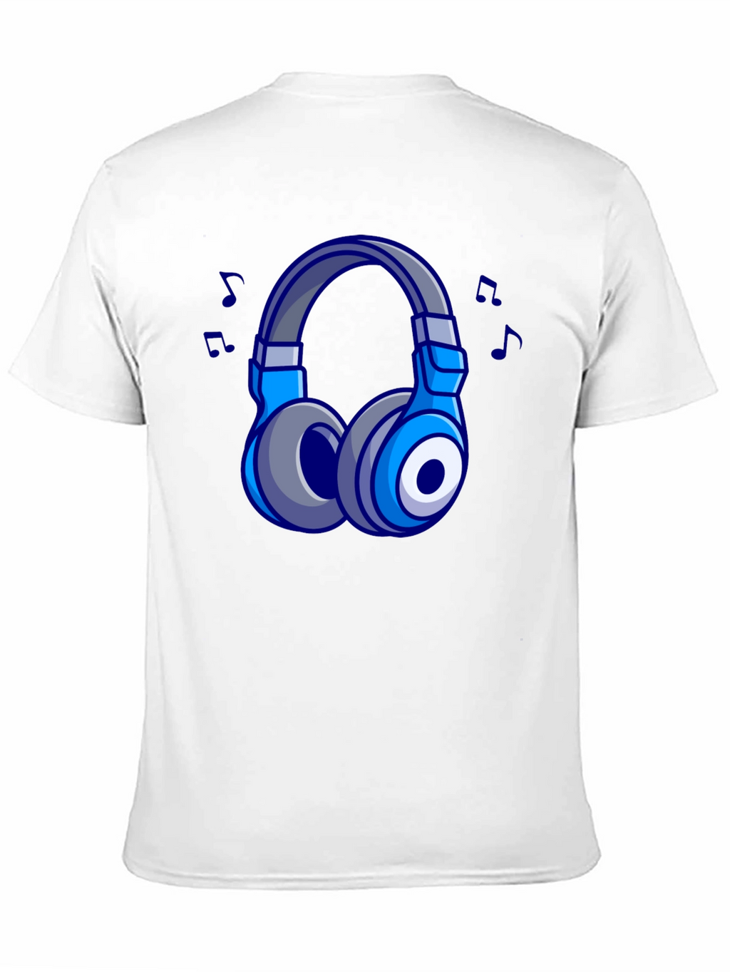 Cool Cartoon Headphones Black T-Shirt