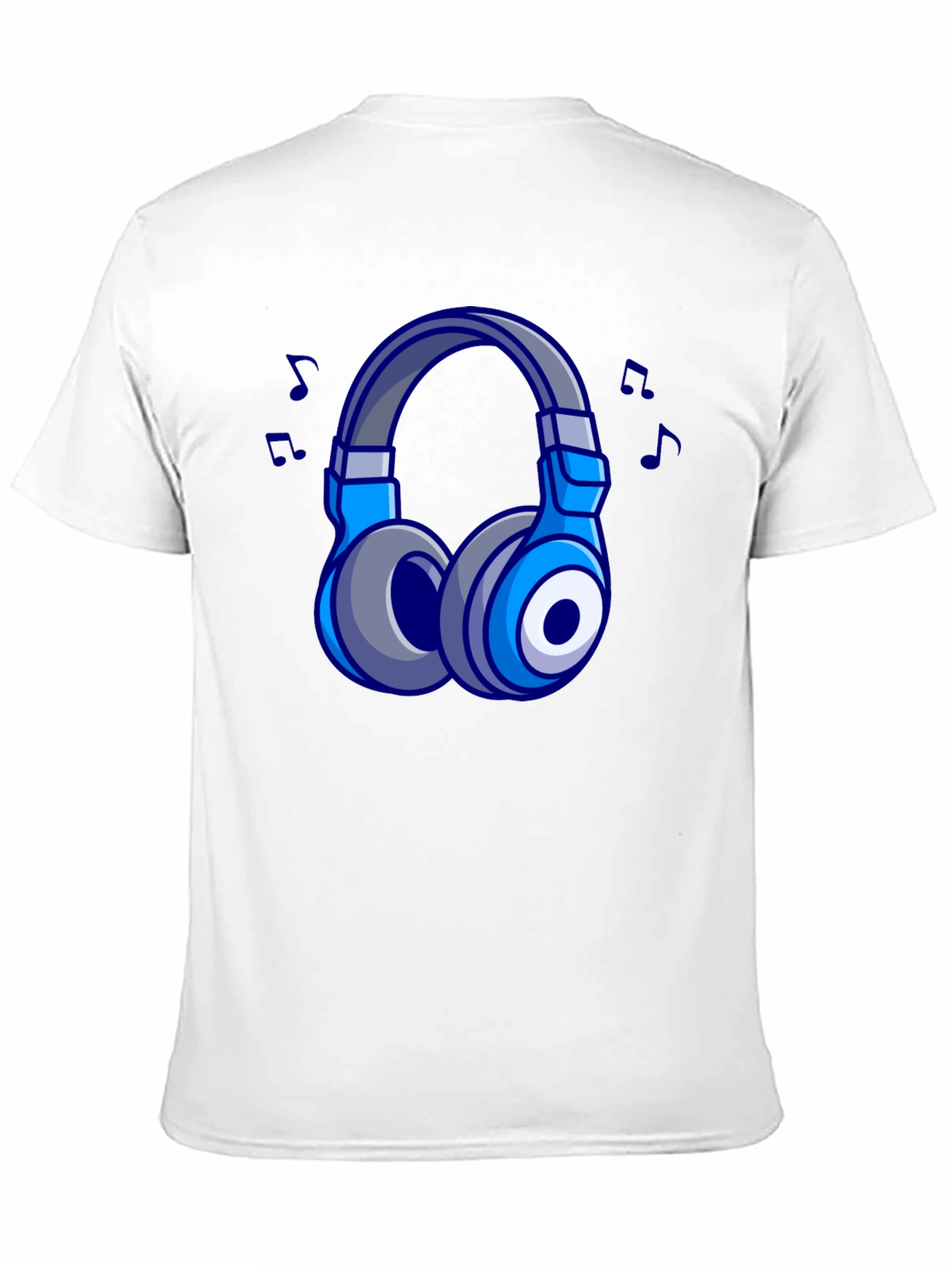 Cool Cartoon Headphones Black T-Shirt