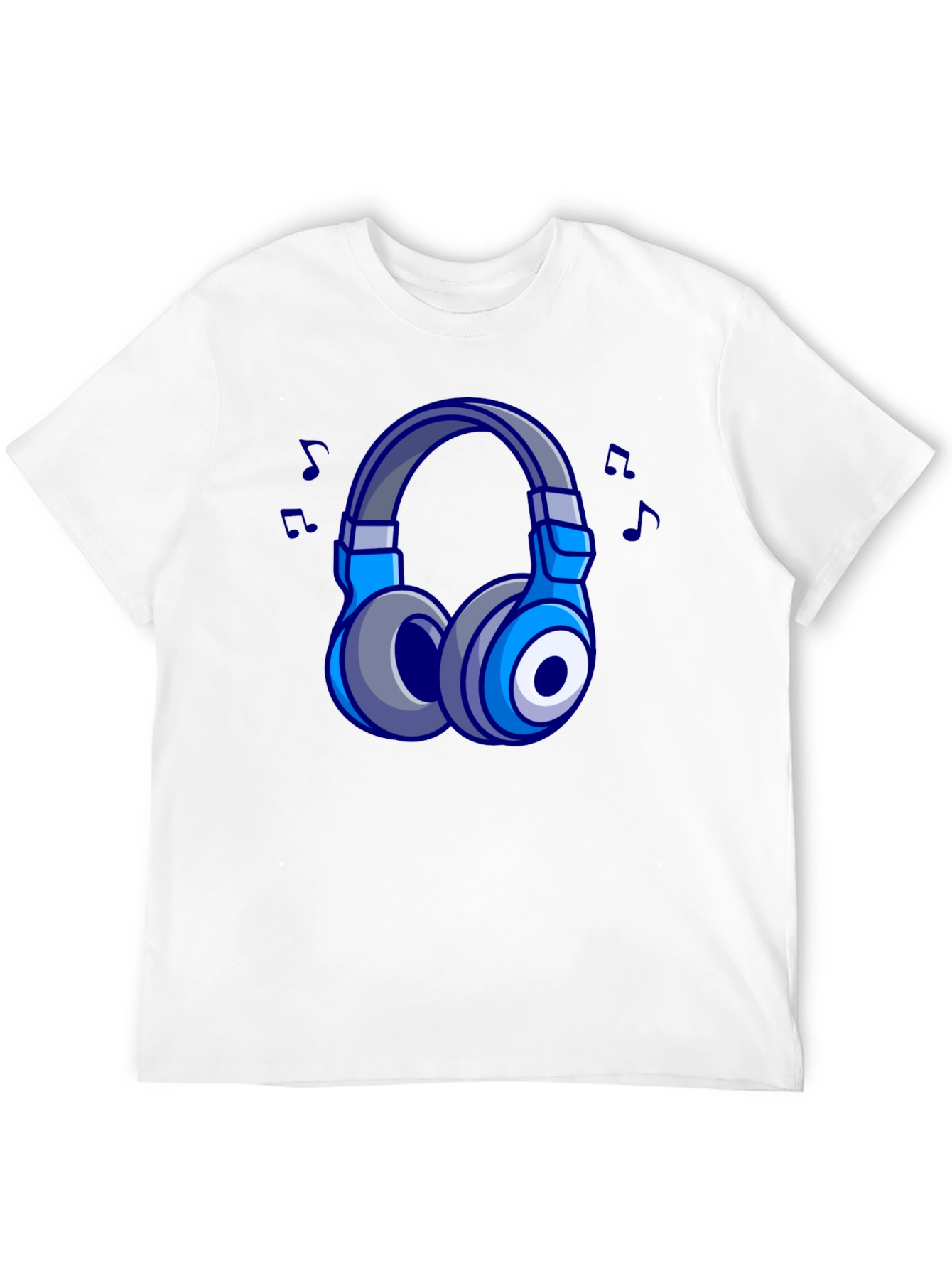 Cool Cartoon Headphones Black T-Shirt