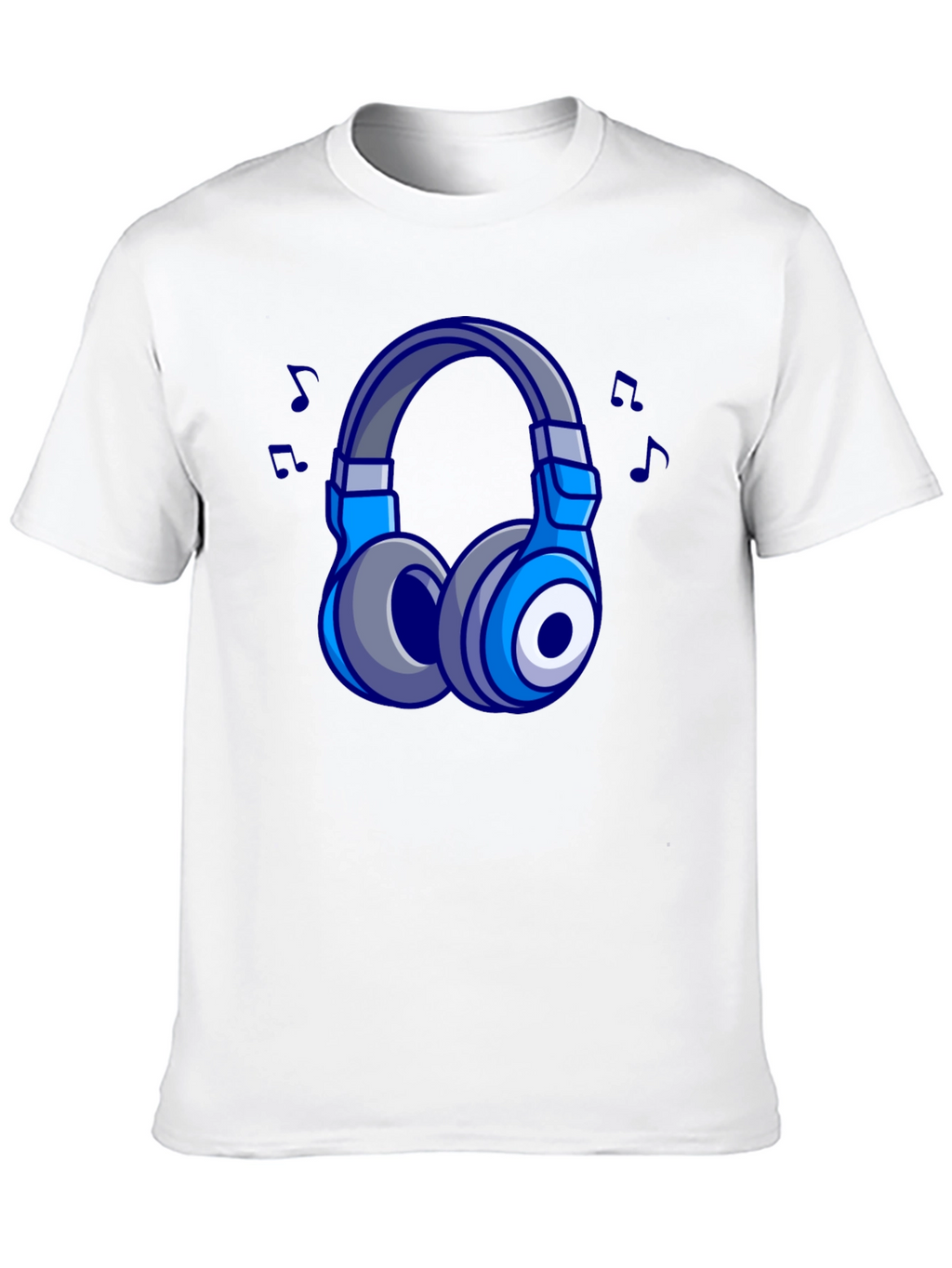 Cool Cartoon Headphones Black T-Shirt