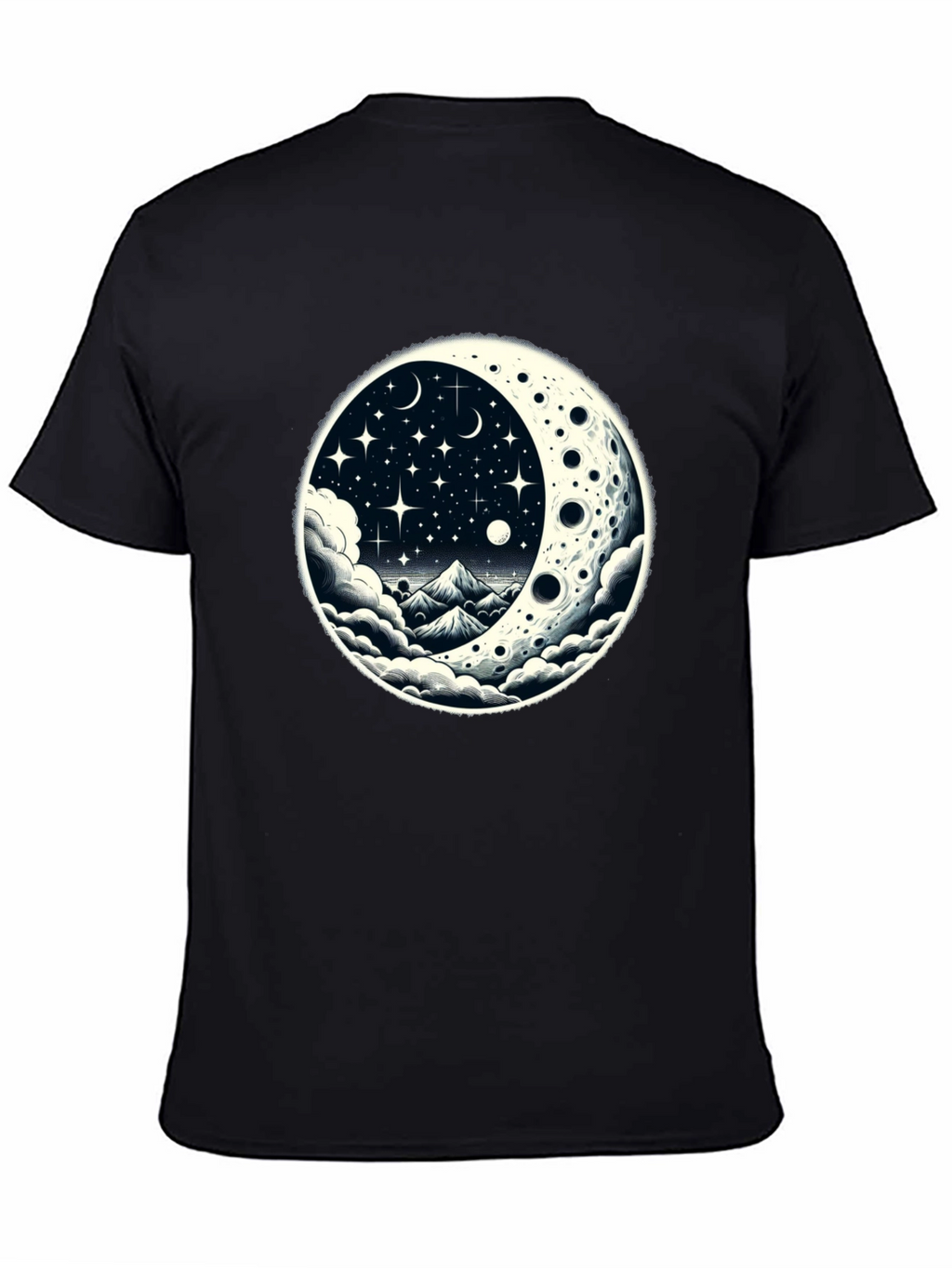 Celestial Moonscape Graphic Tee - Black