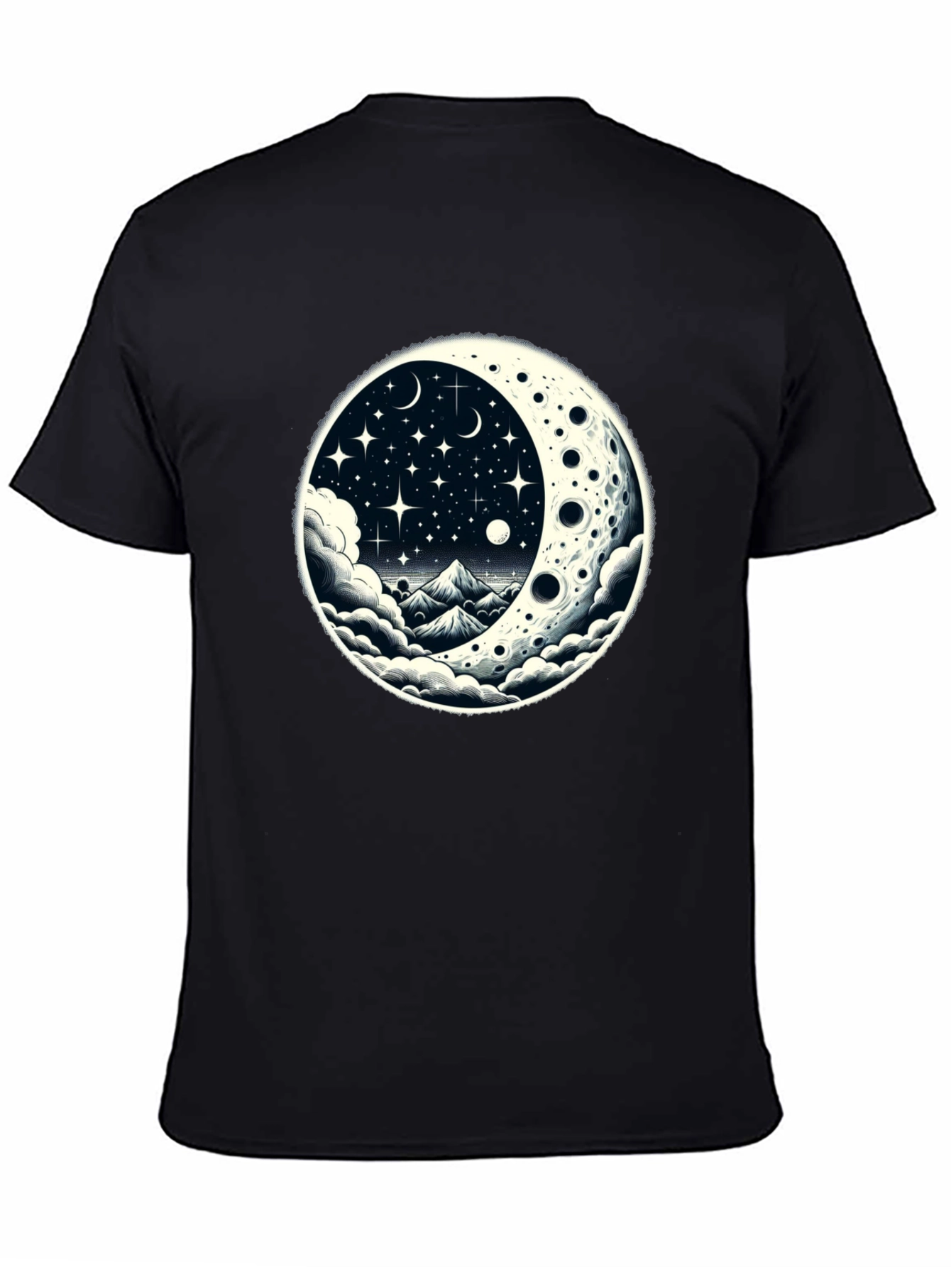 Celestial Moonscape Graphic Tee - Black