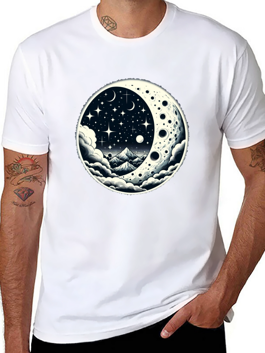Celestial Moonscape Graphic Tee - Black