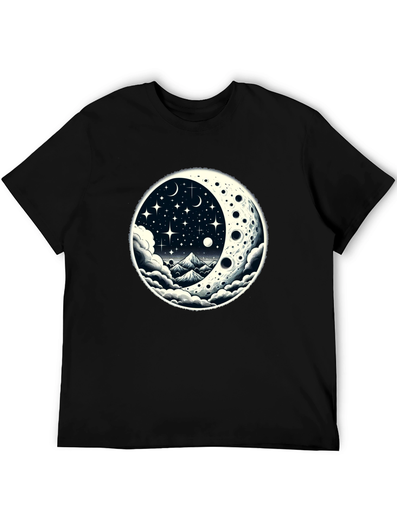 Celestial Moonscape Graphic Tee - Black