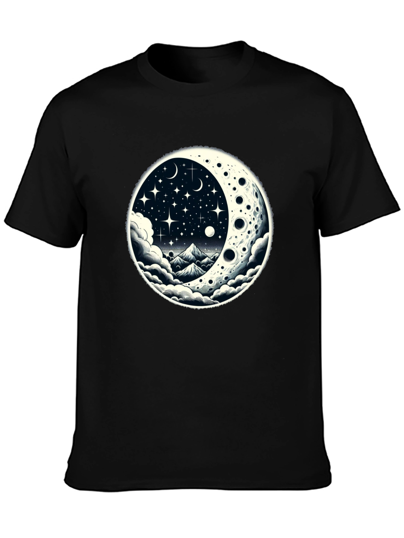 Celestial Moonscape Graphic Tee - Black
