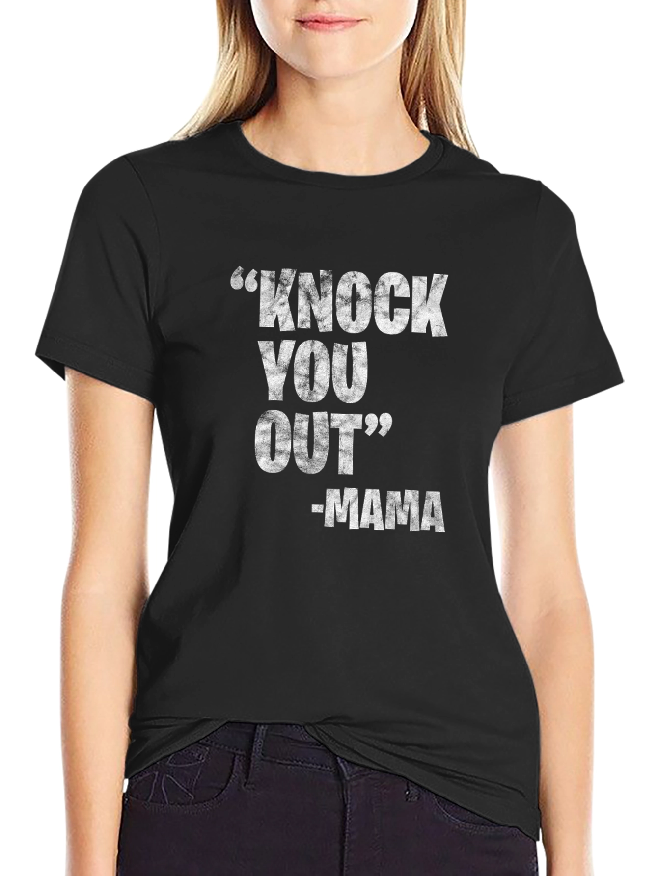 Knock You Out Mama Graphic Tee - Black