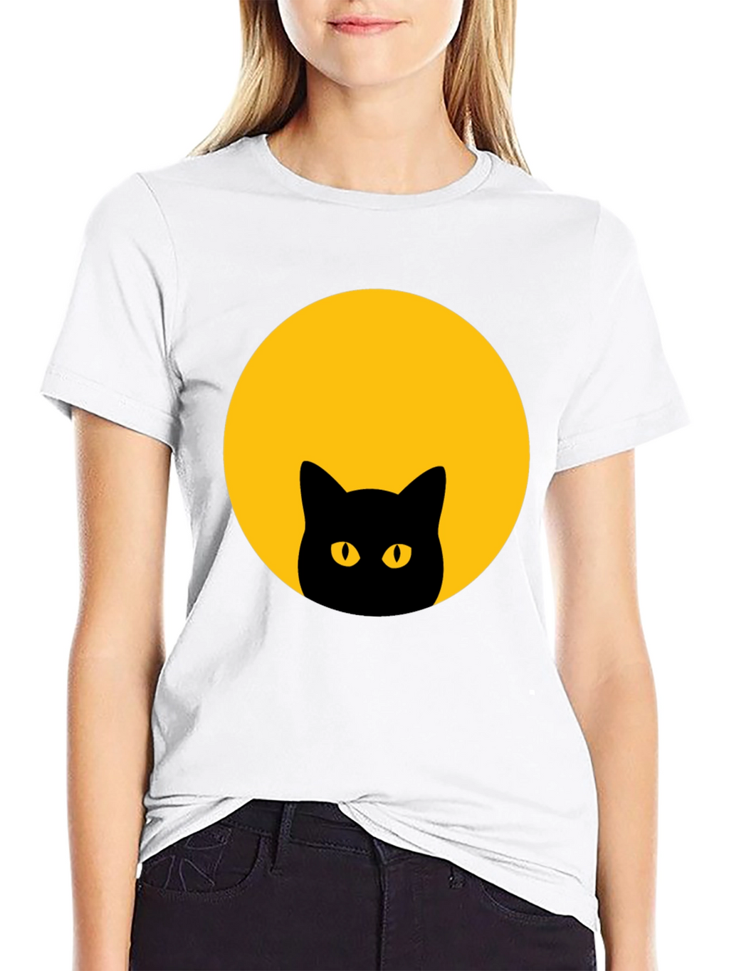 Black Cat Moon Graphic T-Shirt