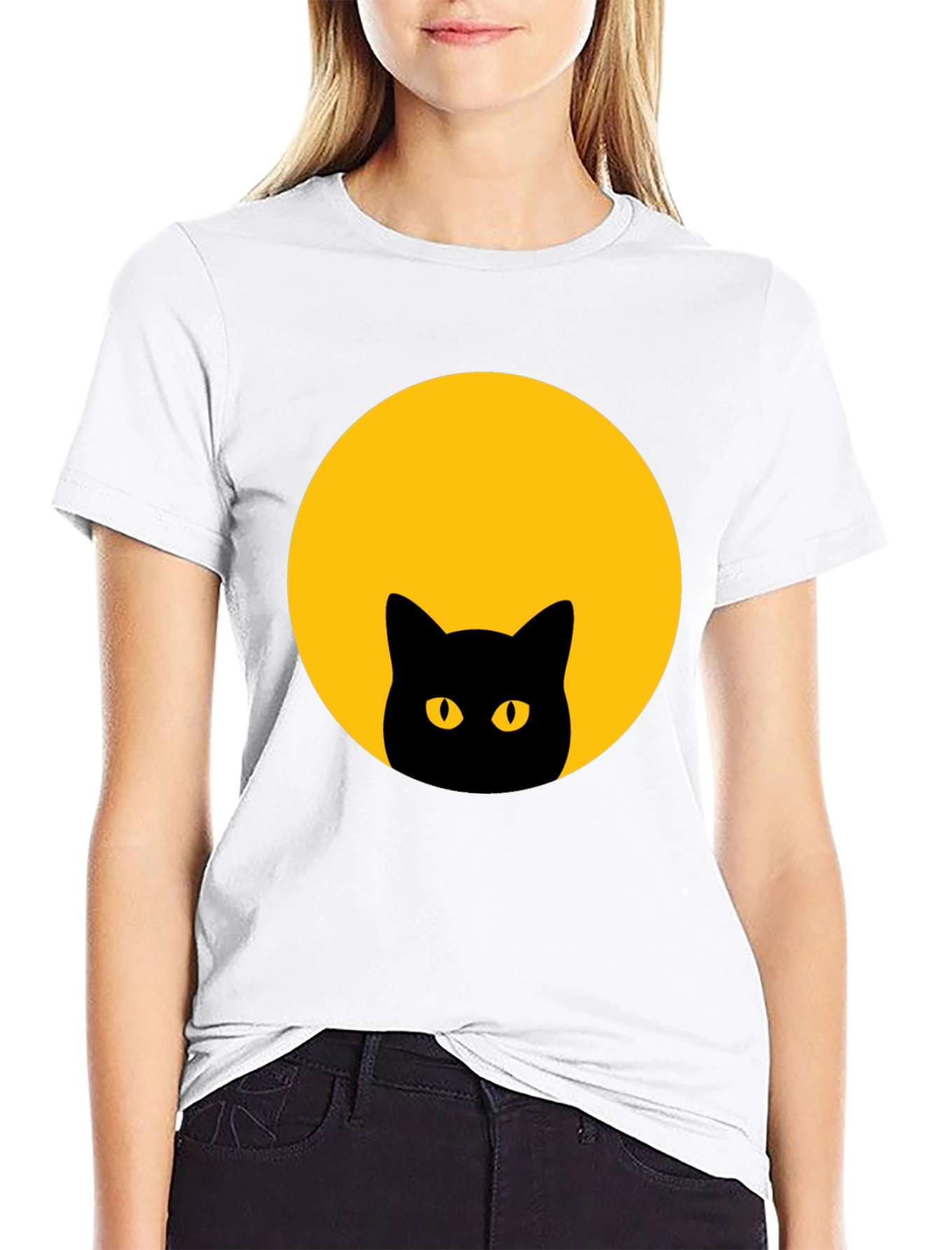 Black Cat Moon Graphic T-Shirt