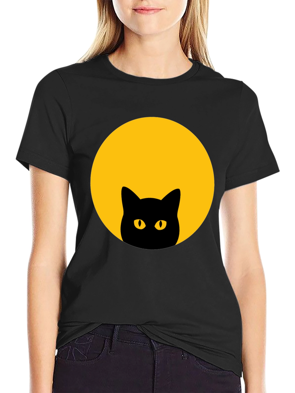 Black Cat Moon Graphic T-Shirt