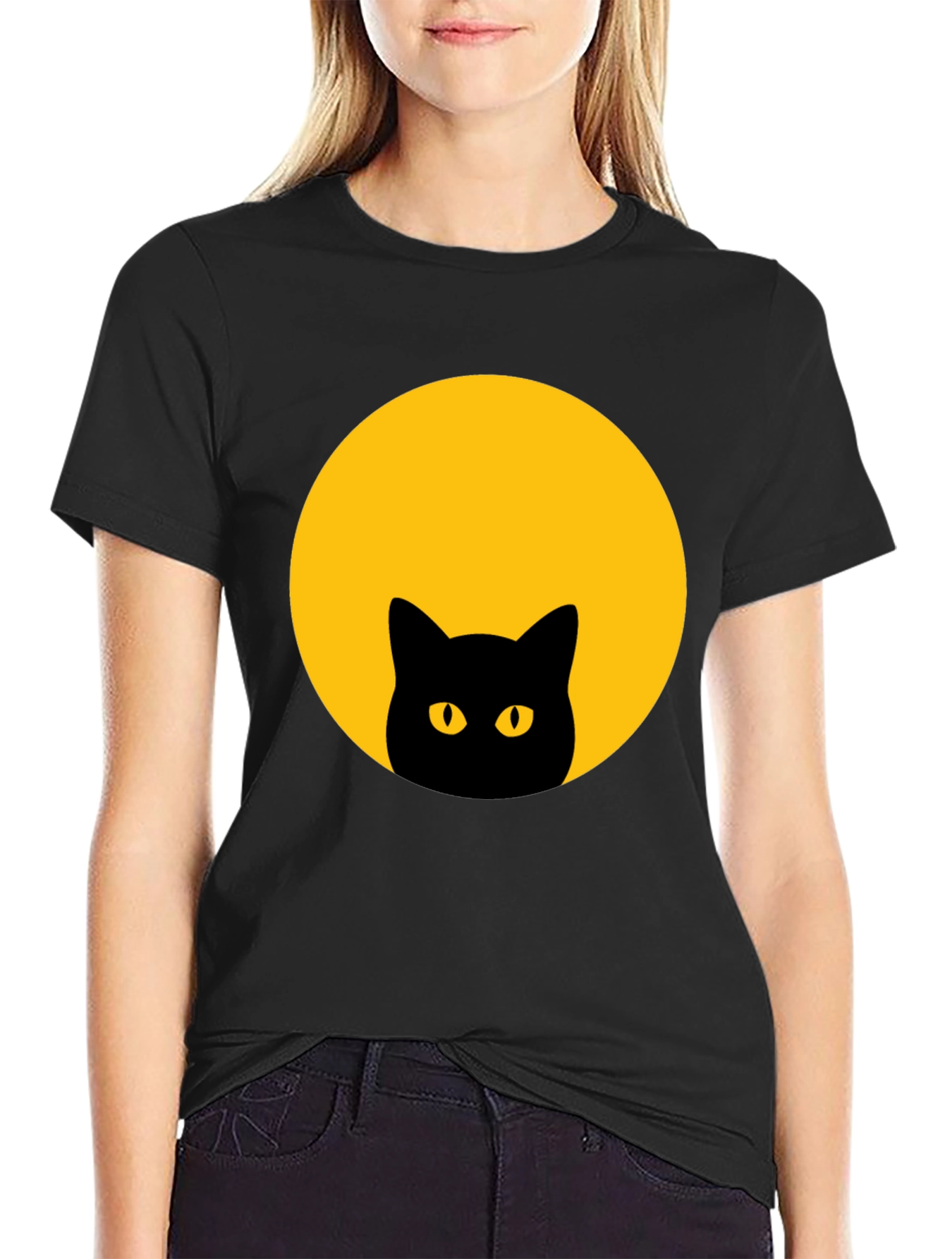 Black Cat Moon Graphic T-Shirt