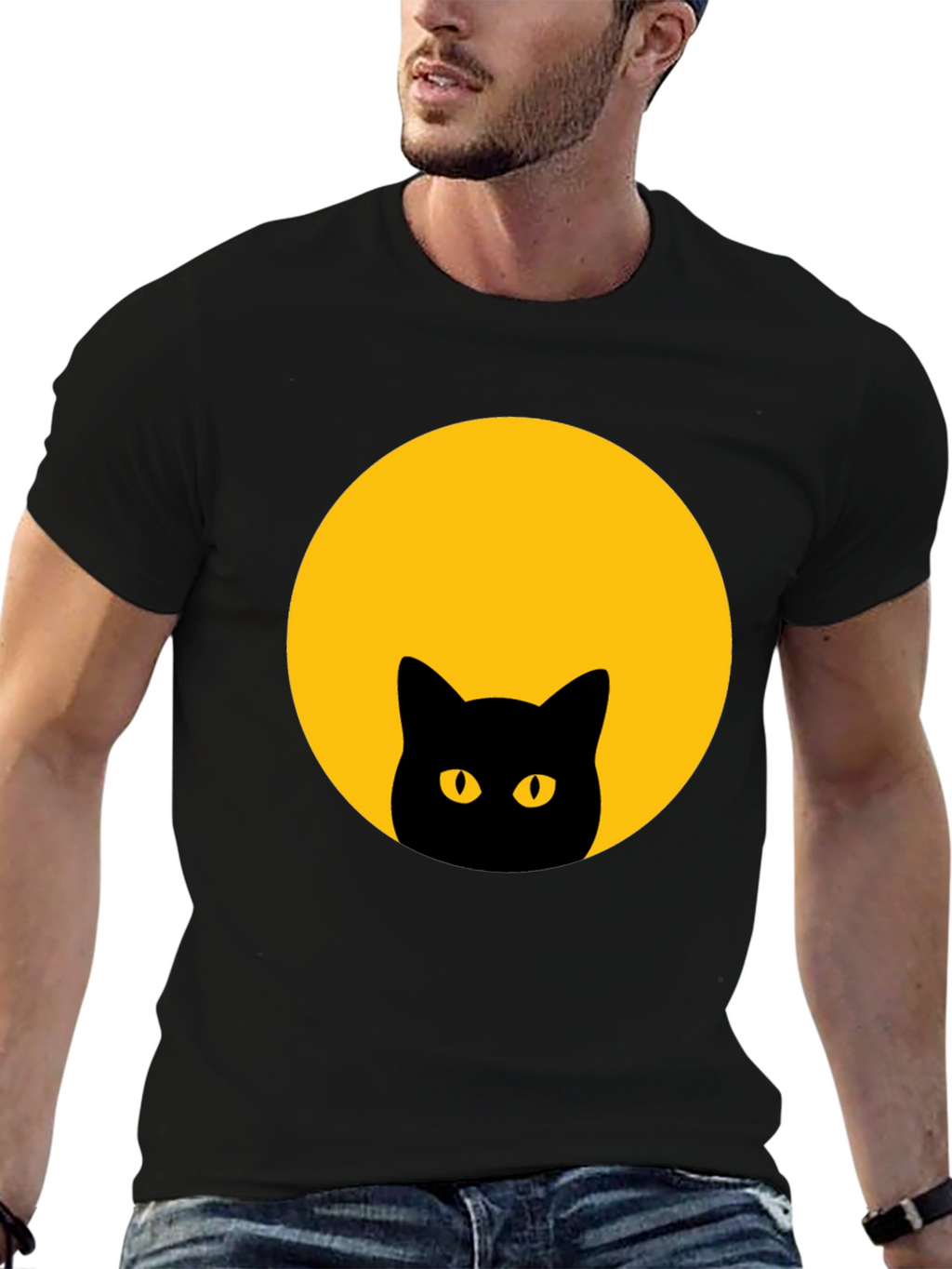 Black Cat Moon Graphic T-Shirt