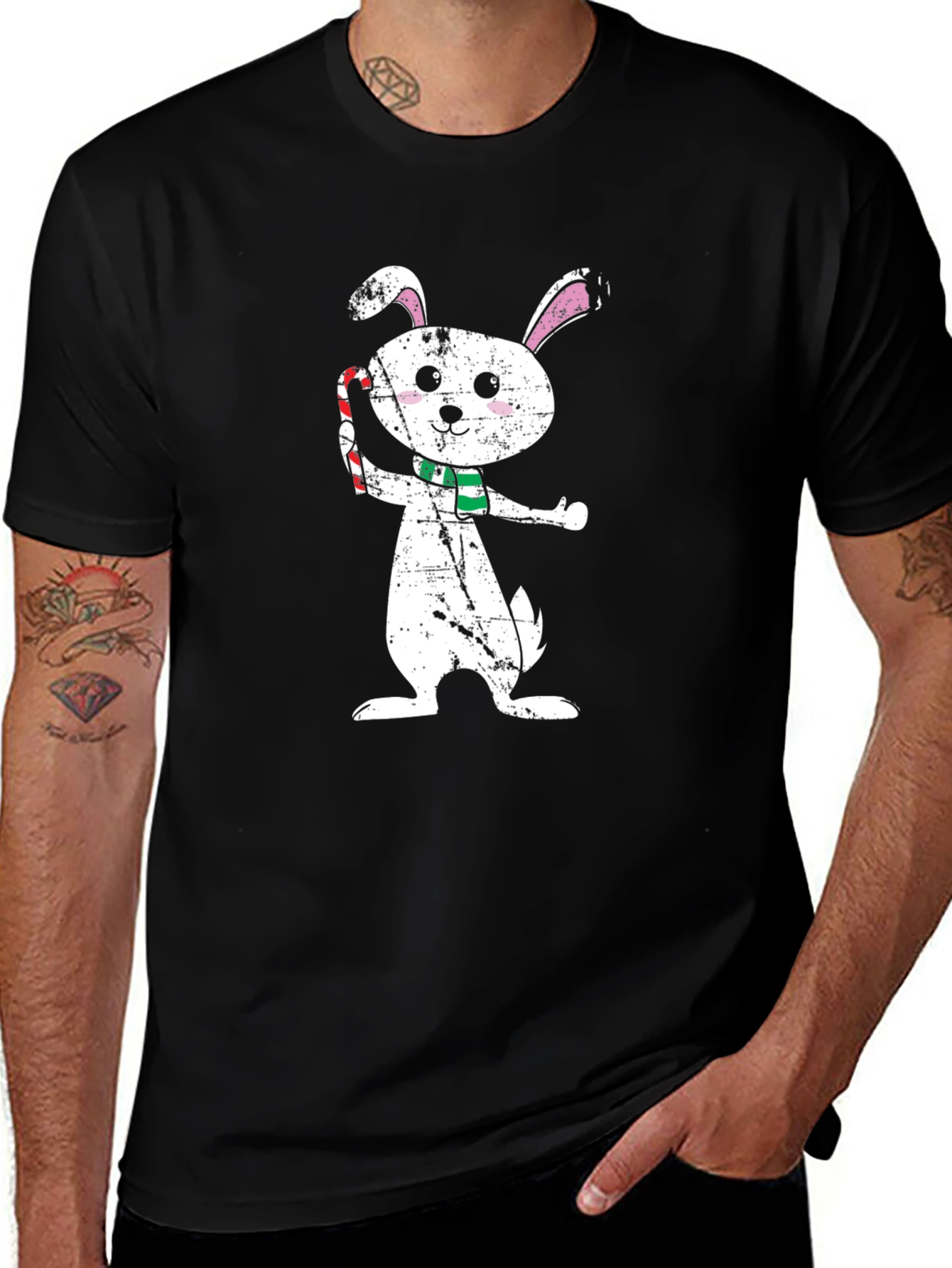Holiday Bunny Graphic Tee - Festive Style