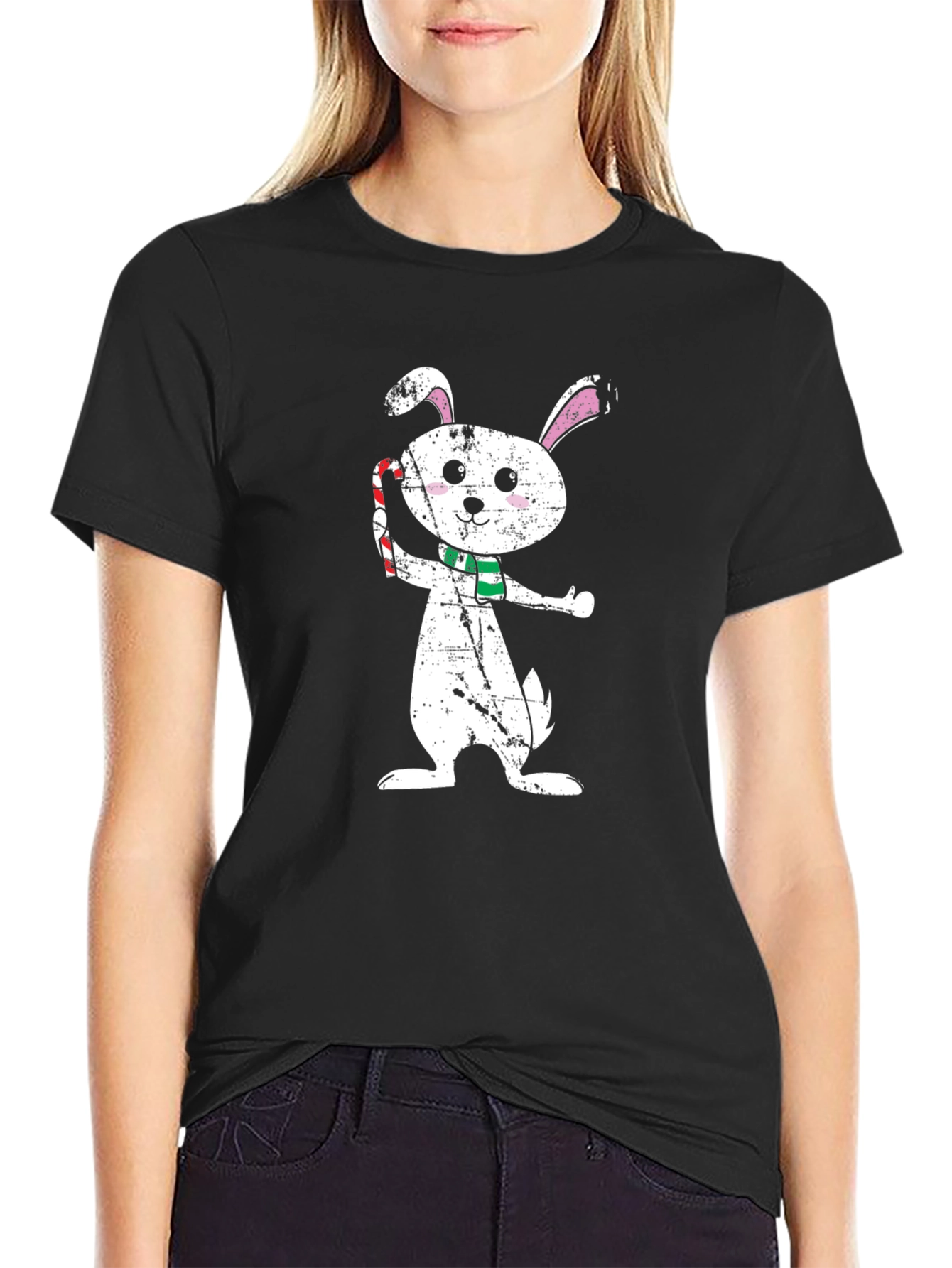Holiday Bunny Graphic Tee - Festive Style