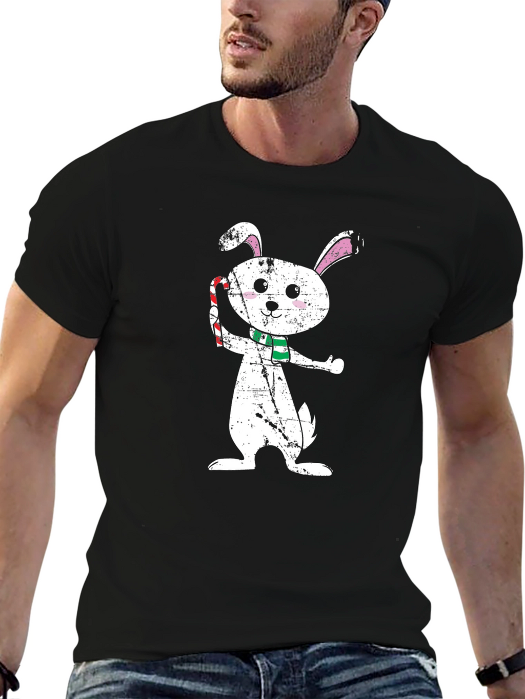 Holiday Bunny Graphic Tee - Festive Style