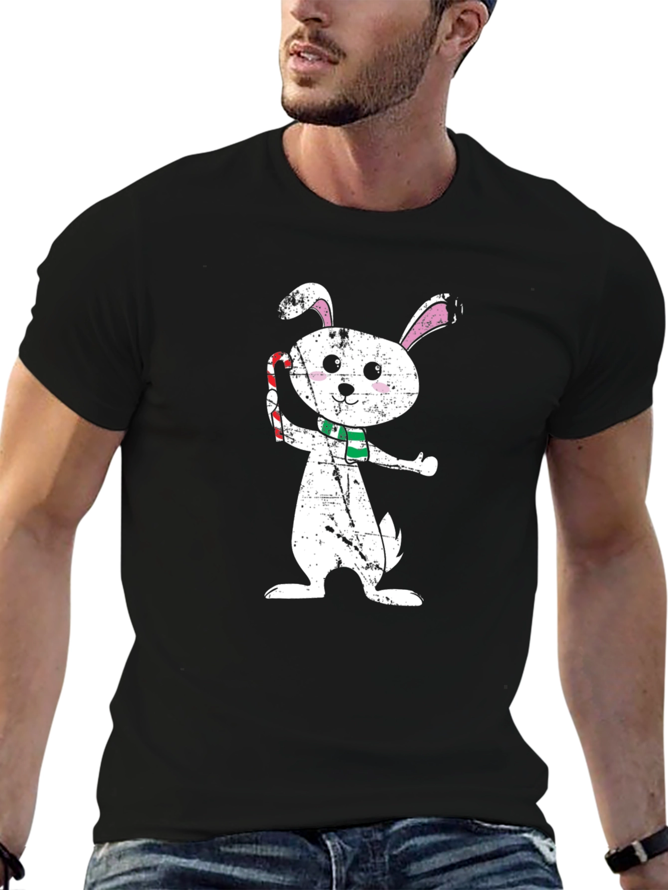 Holiday Bunny Graphic Tee - Festive Style