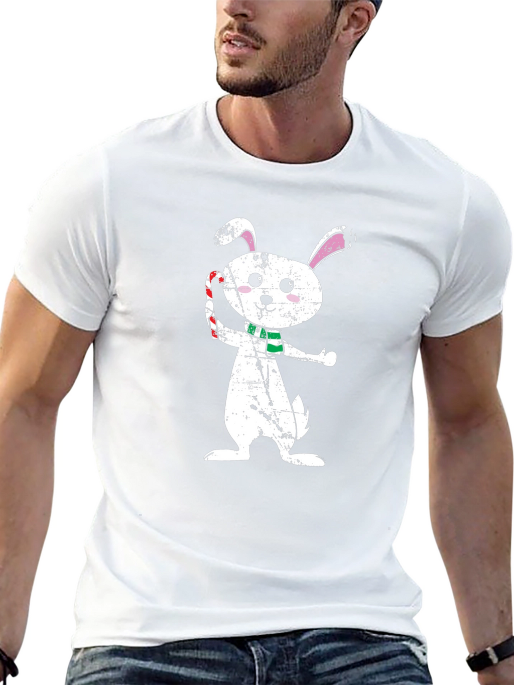 Holiday Bunny Graphic Tee - Festive Style