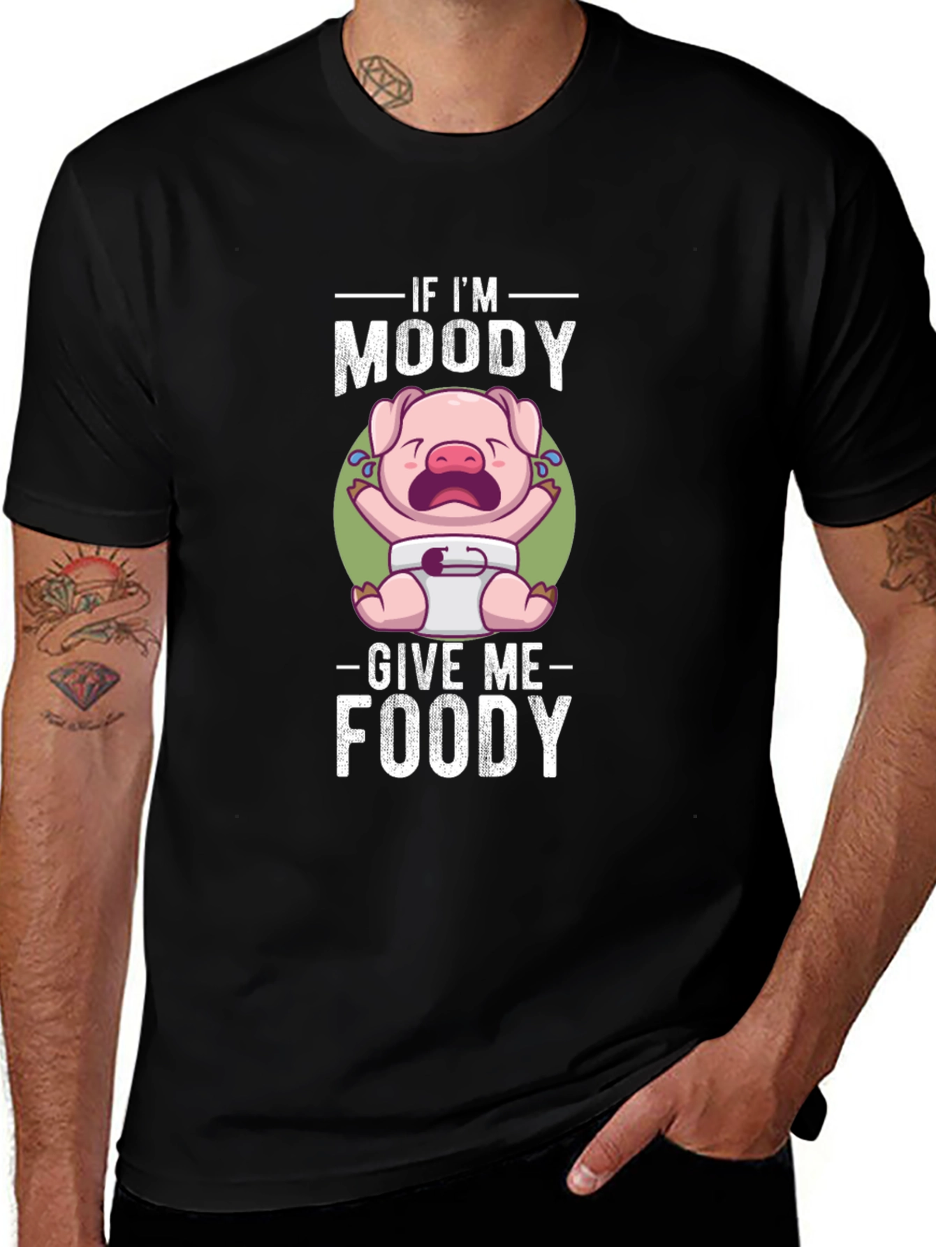 Moody Piglet Graphic T-Shirt - Funny Foodie Tee