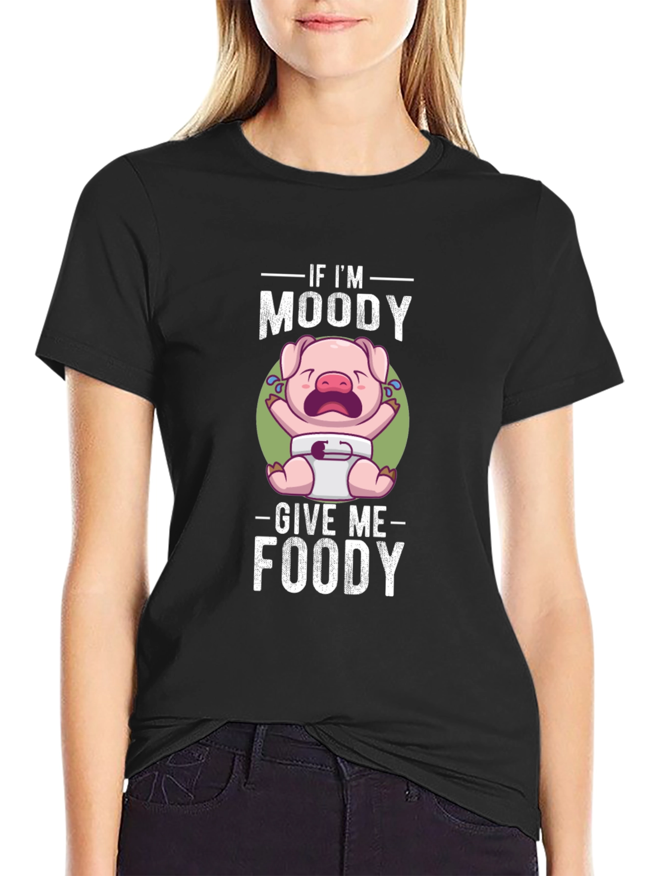 Moody Piglet Graphic T-Shirt - Funny Foodie Tee