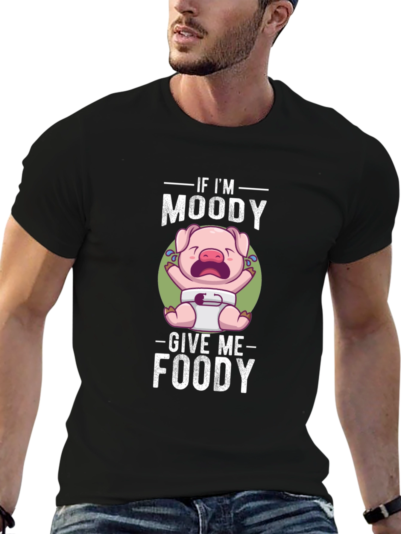 Moody Piglet Graphic T-Shirt - Funny Foodie Tee