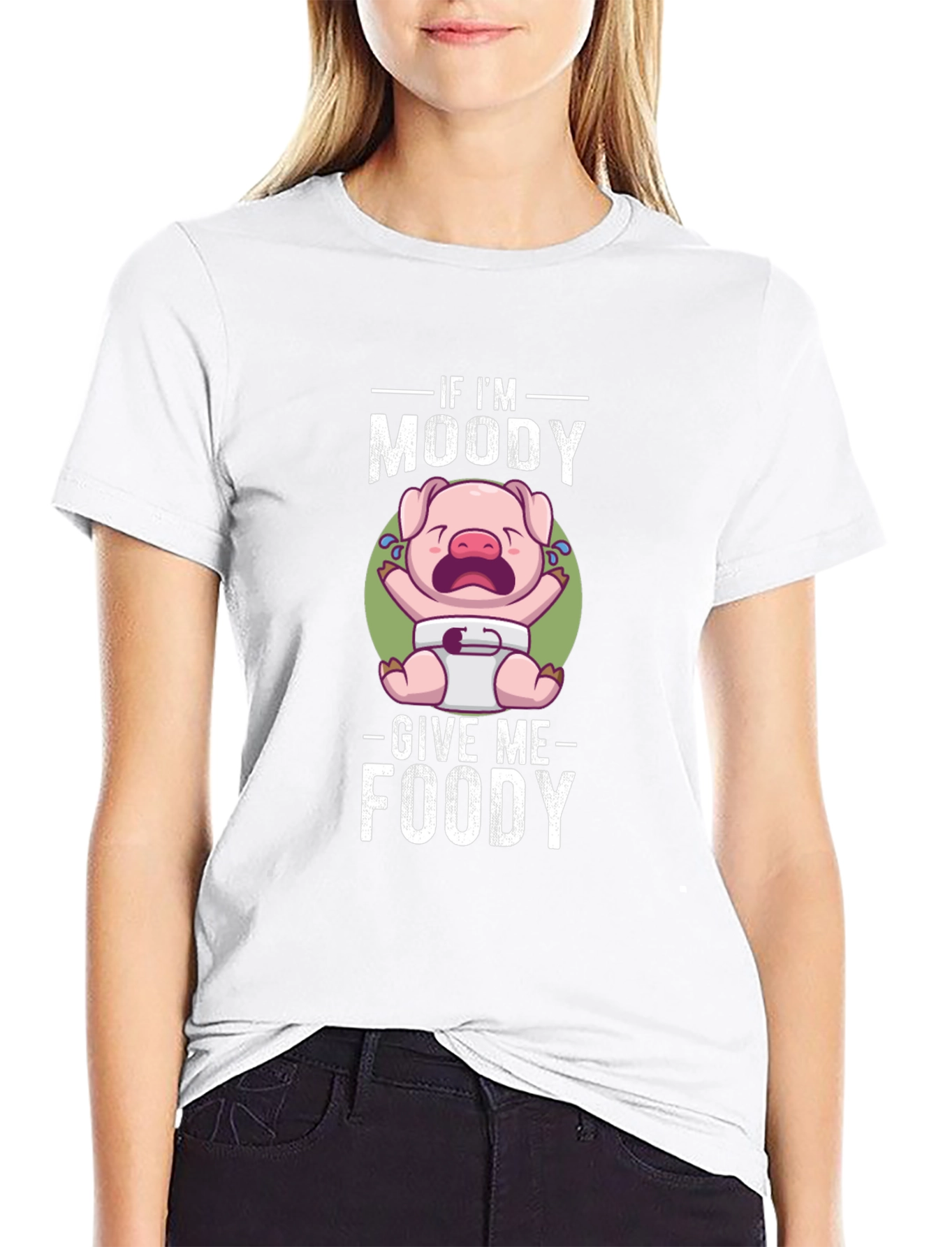Moody Piglet Graphic T-Shirt - Funny Foodie Tee