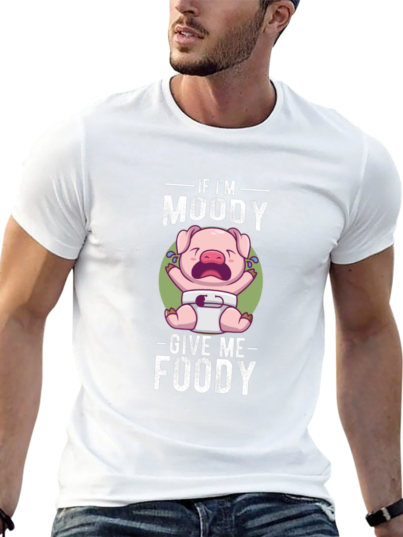 Moody Piglet Graphic T-Shirt - Funny Foodie Tee