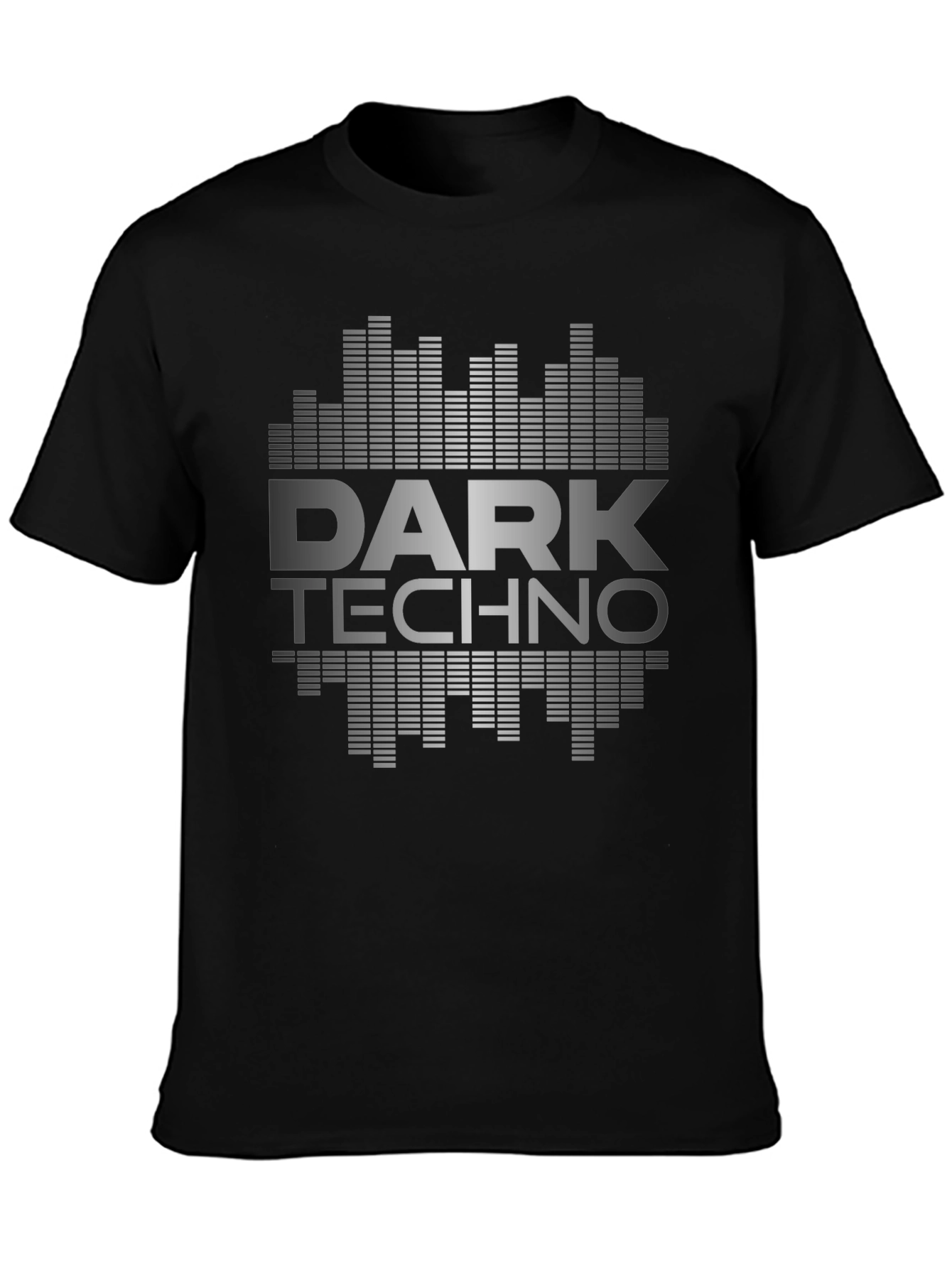 Dark Techno Graphic Print Black T-Shirt