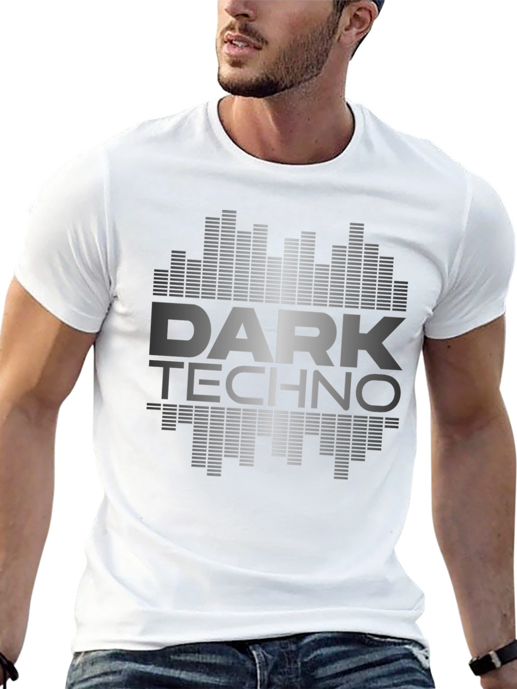 Dark Techno Graphic Print Black T-Shirt