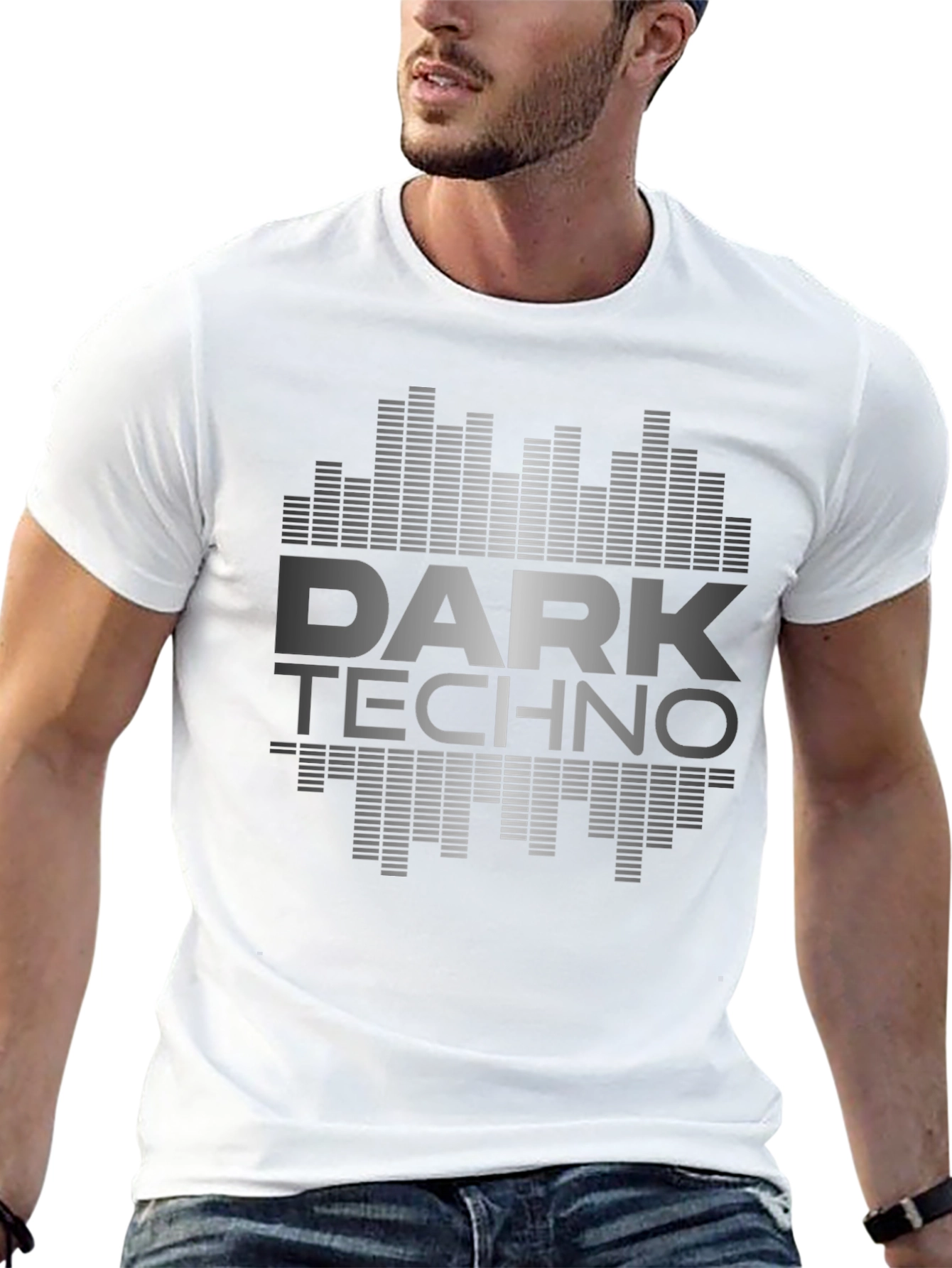 Dark Techno Graphic Print Black T-Shirt