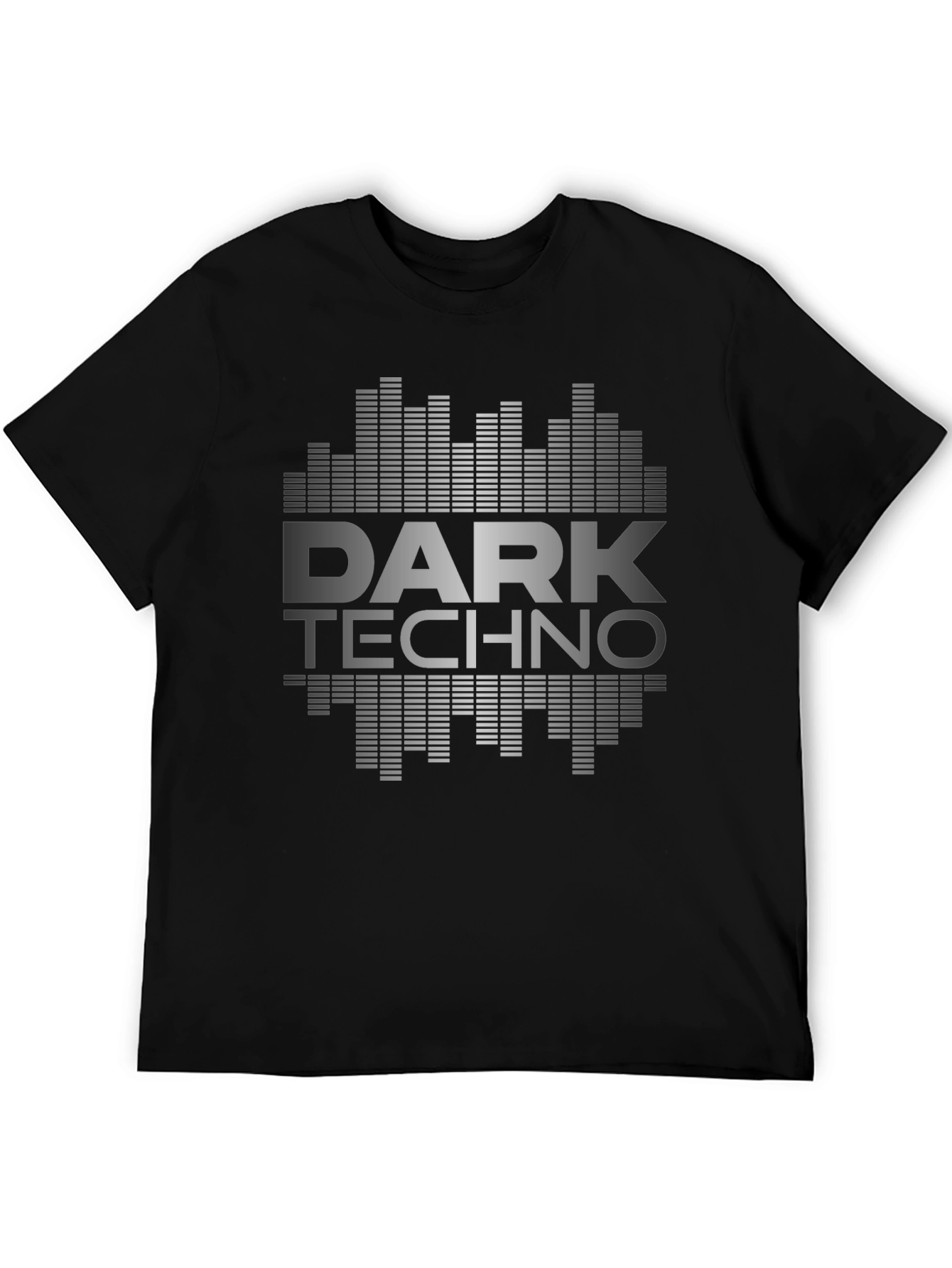Dark Techno Graphic Print Black T-Shirt