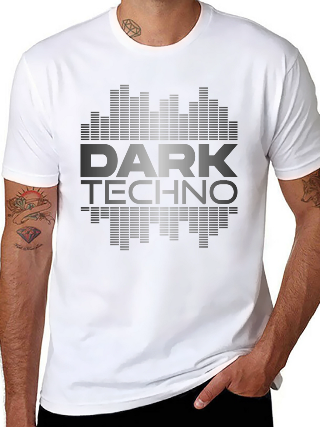 Dark Techno Graphic Print Black T-Shirt