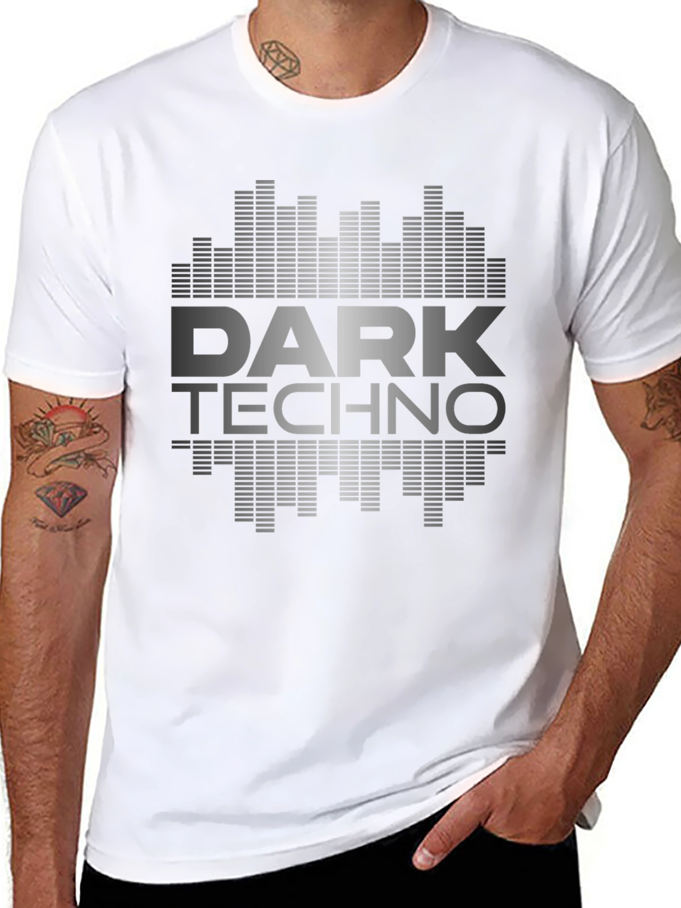 Dark Techno Graphic Print Black T-Shirt