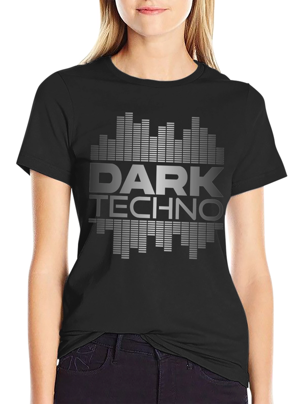 Dark Techno Graphic Print Black T-Shirt