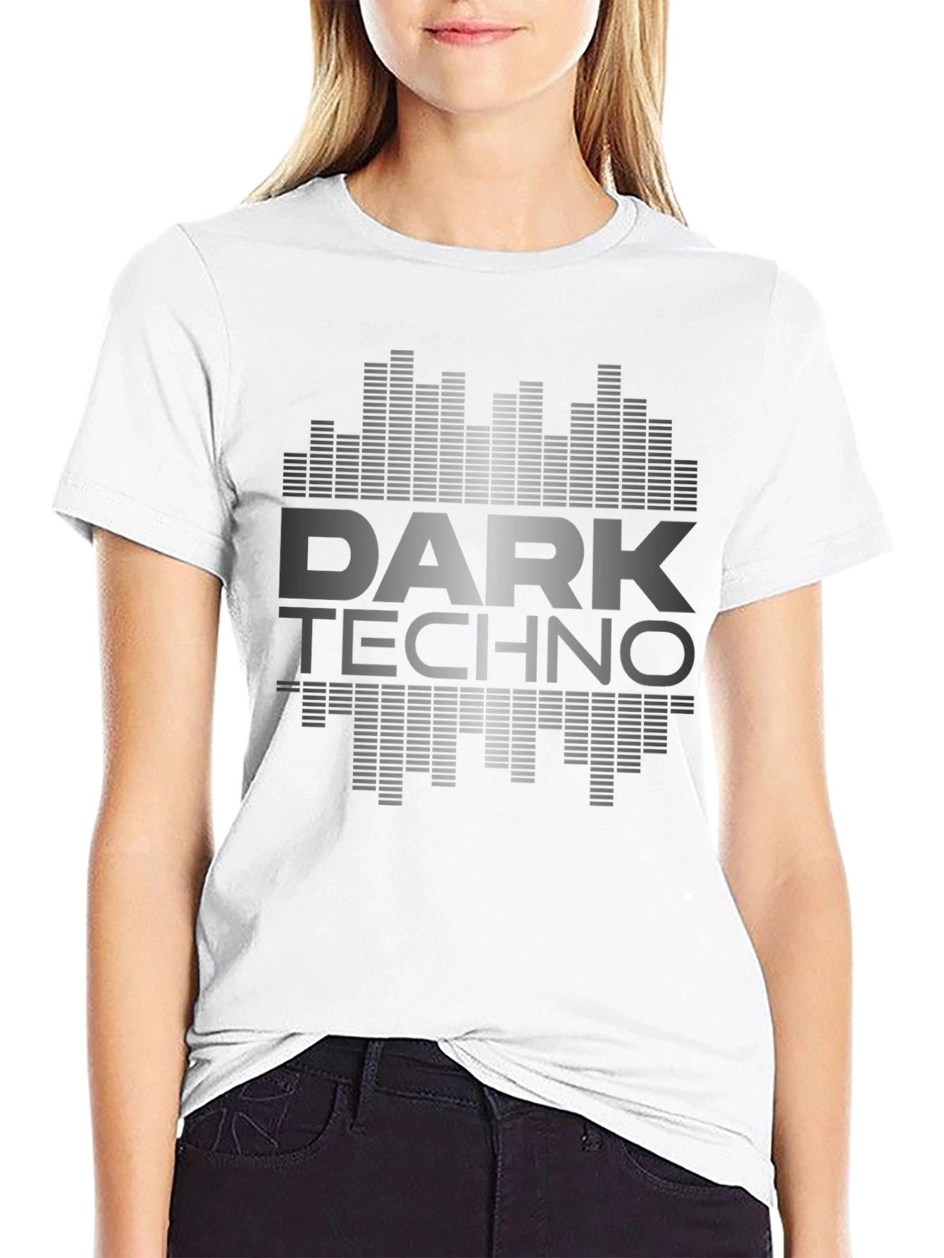Dark Techno Graphic Print Black T-Shirt