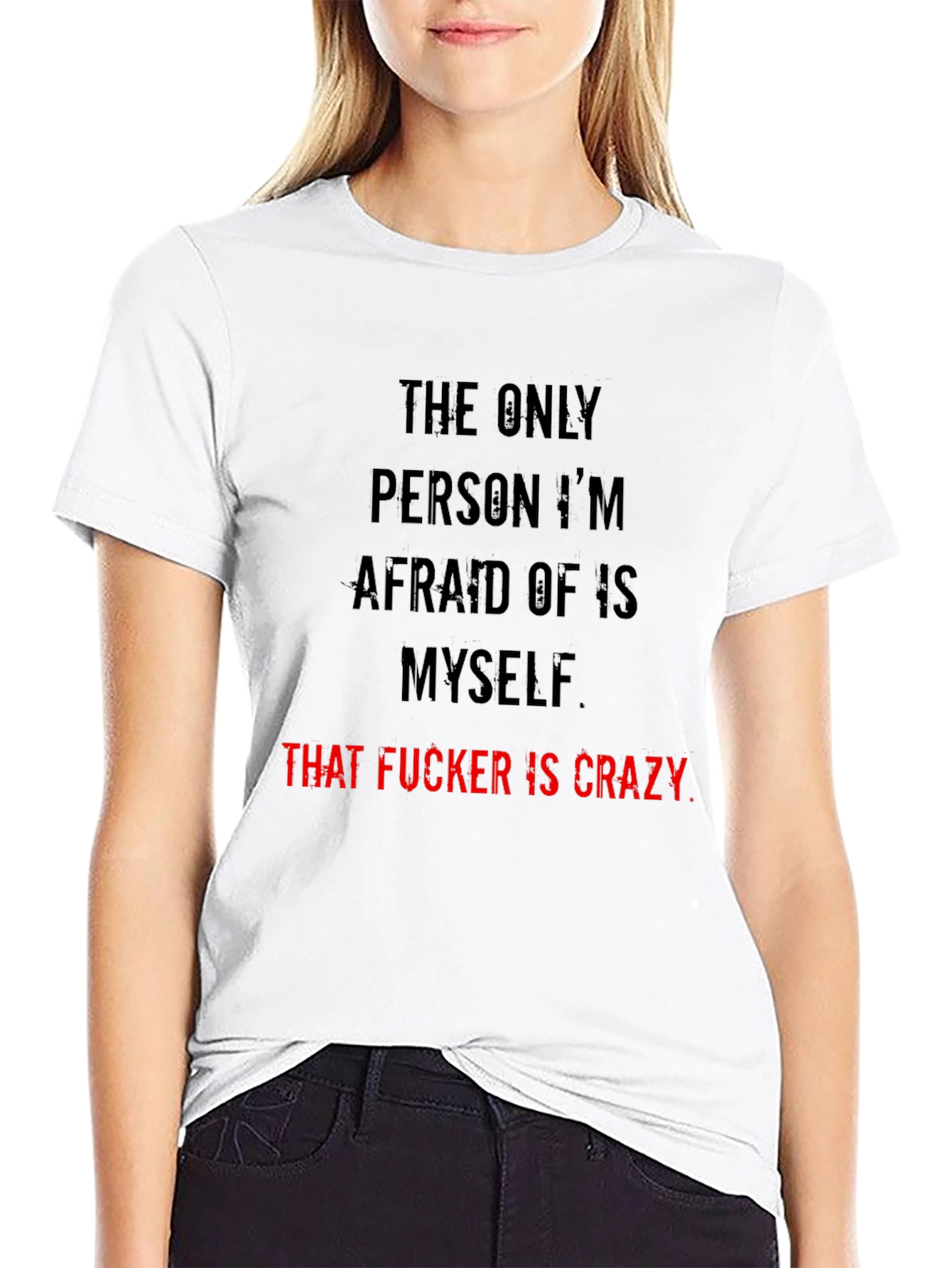 Crazy Myself Graphic Tee - Black Crew Neck