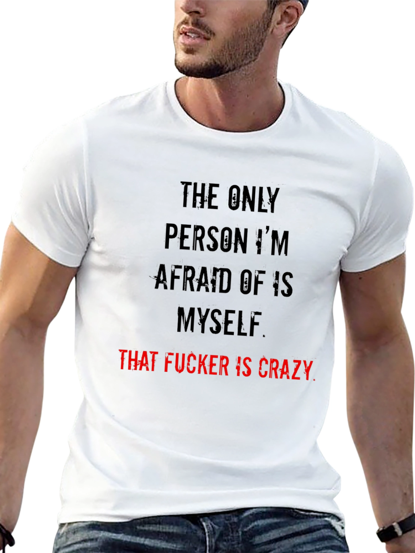 Crazy Myself Graphic Tee - Black Crew Neck