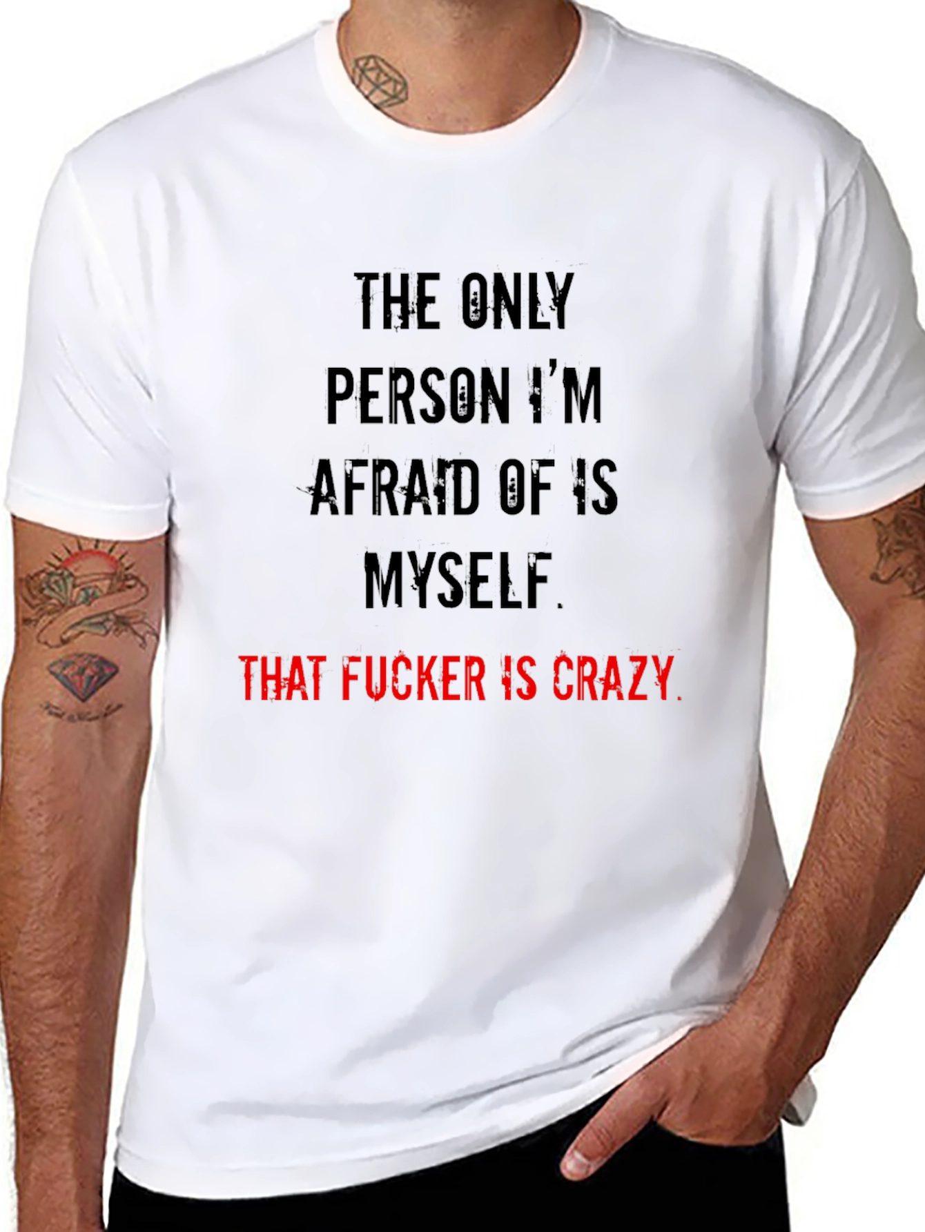 Crazy Myself Graphic Tee - Black Crew Neck