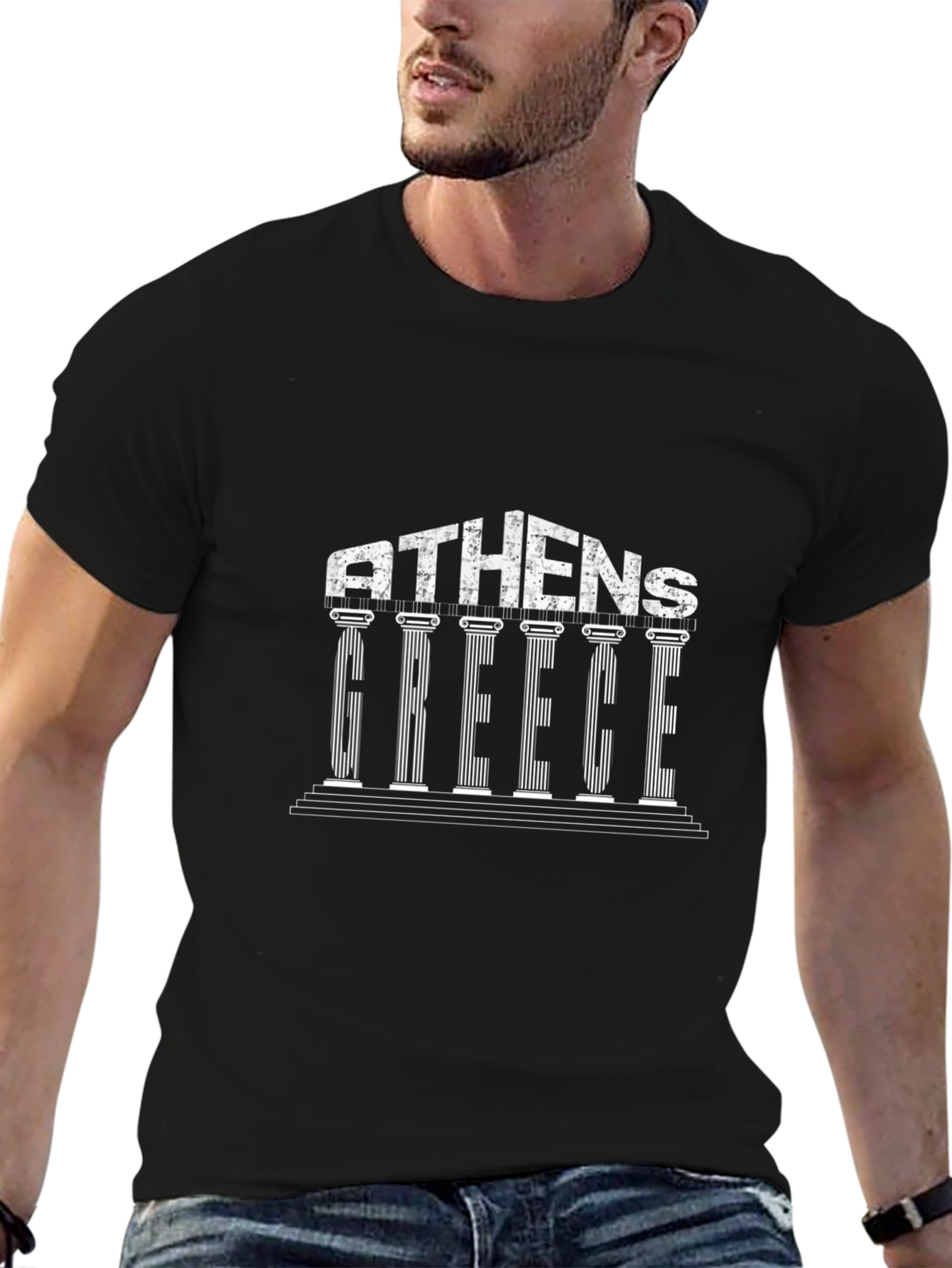 Athens Greece Graphic Tee - Black Cotton T-Shirt