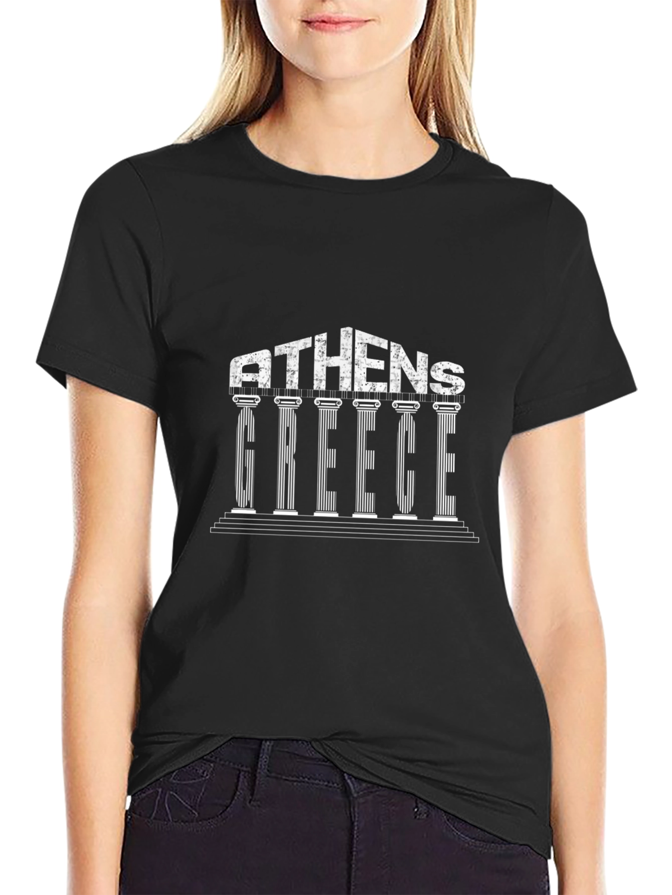 Athens Greece Graphic Tee - Black Cotton T-Shirt