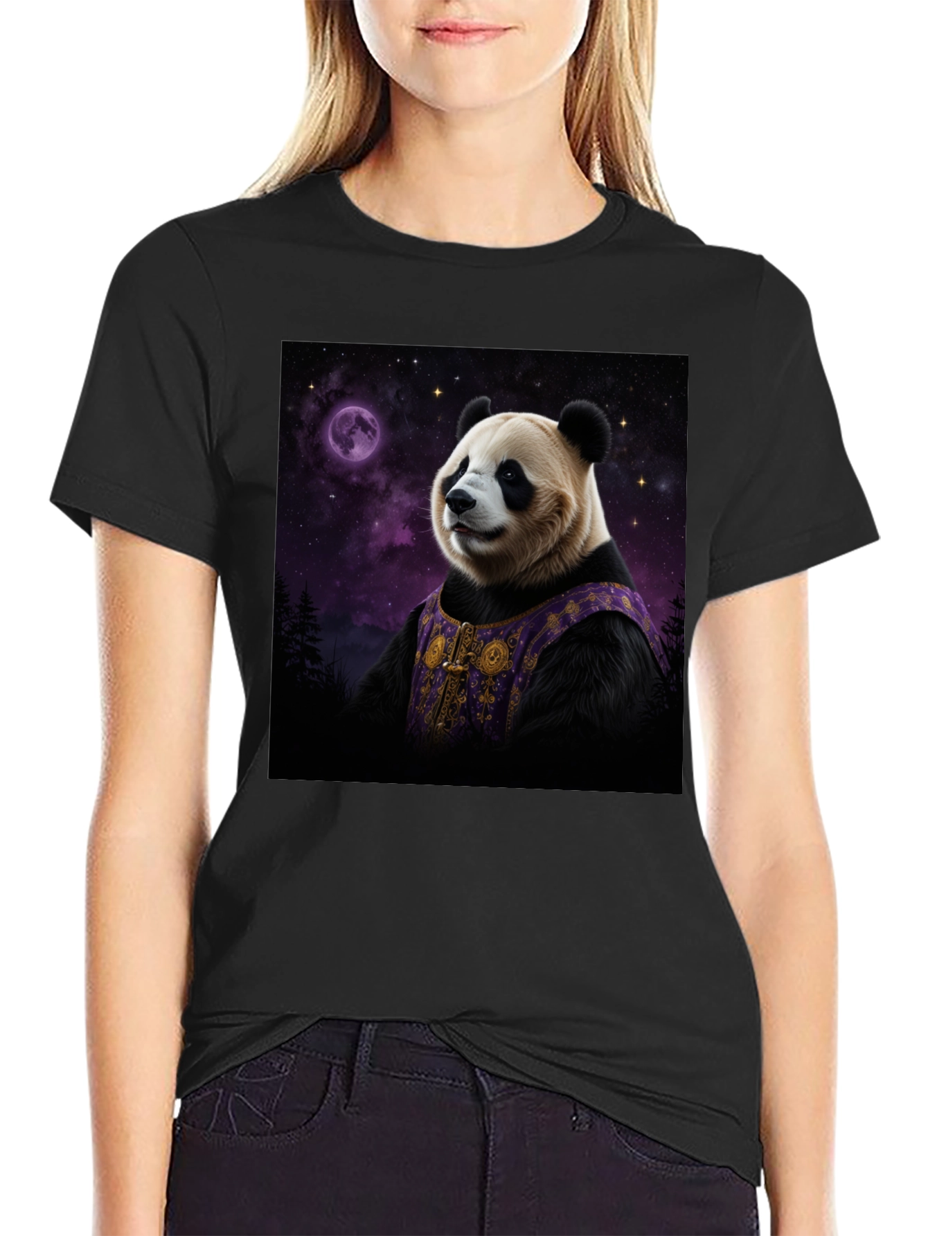 Cosmic Panda Black T-Shirt
