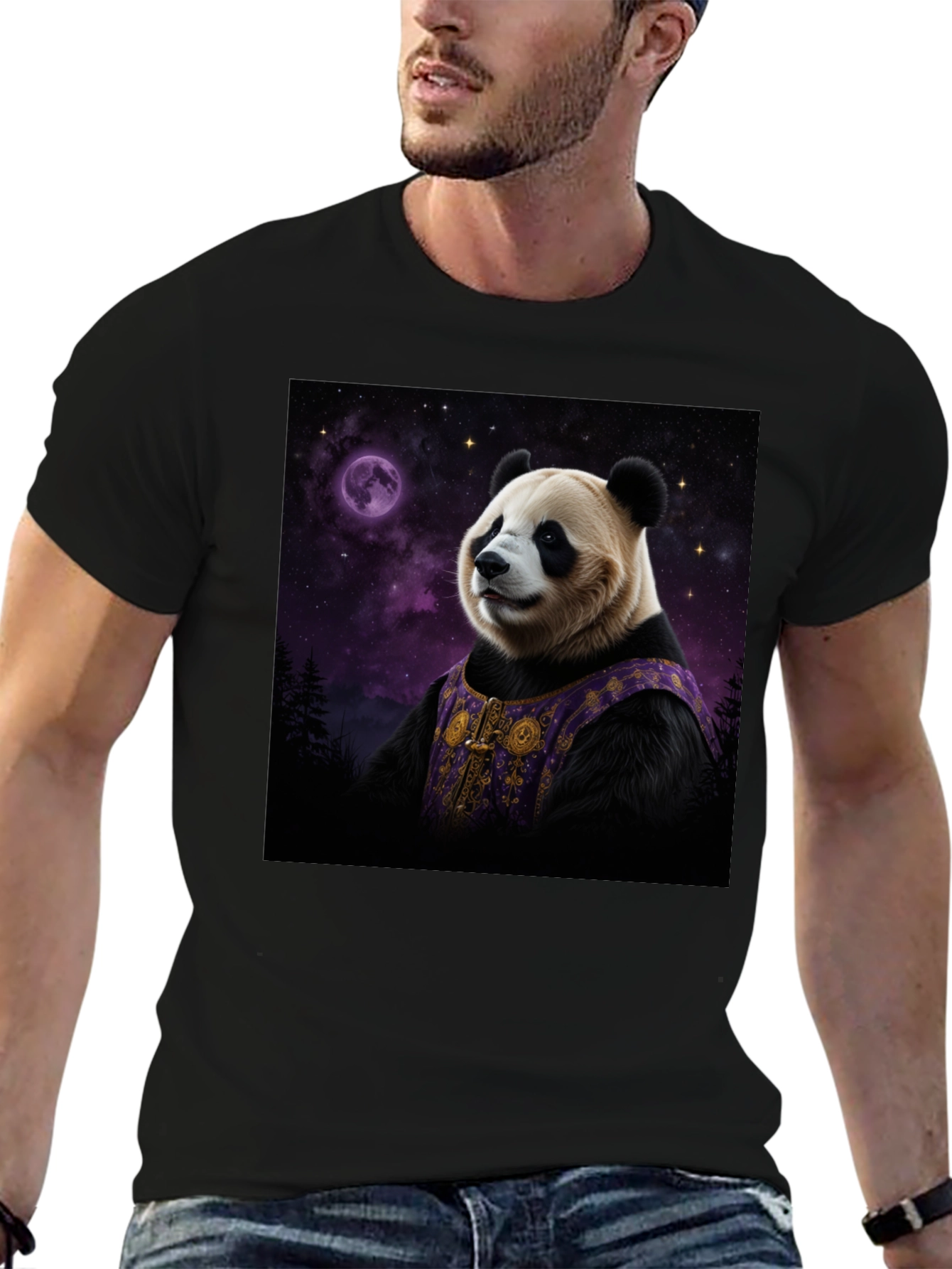 Cosmic Panda Black T-Shirt