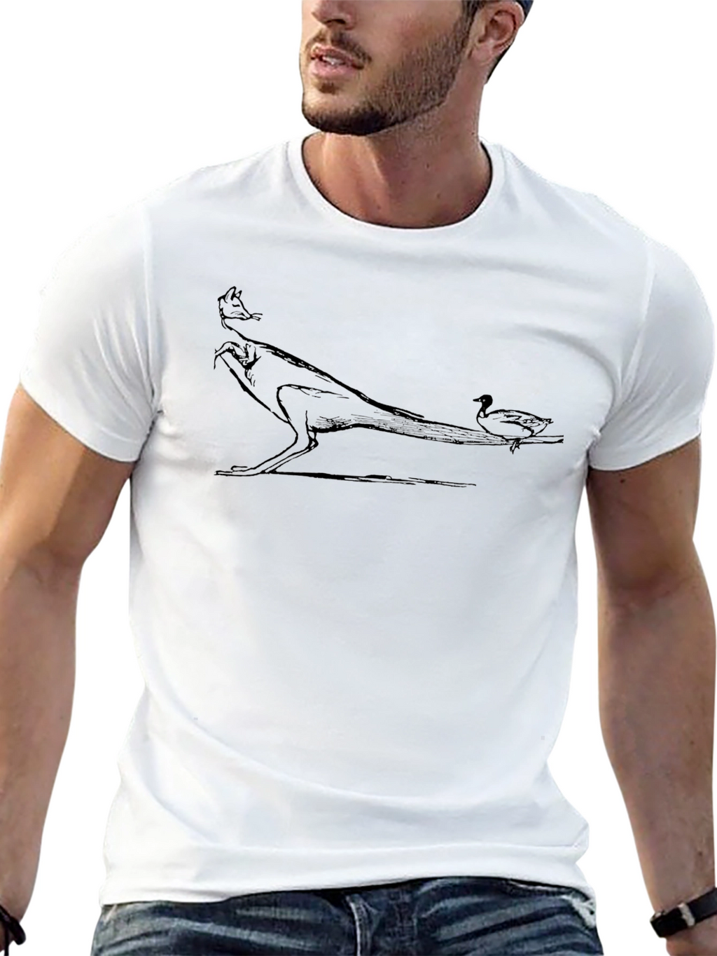 Black T-Shirt with Graphic Creature Design