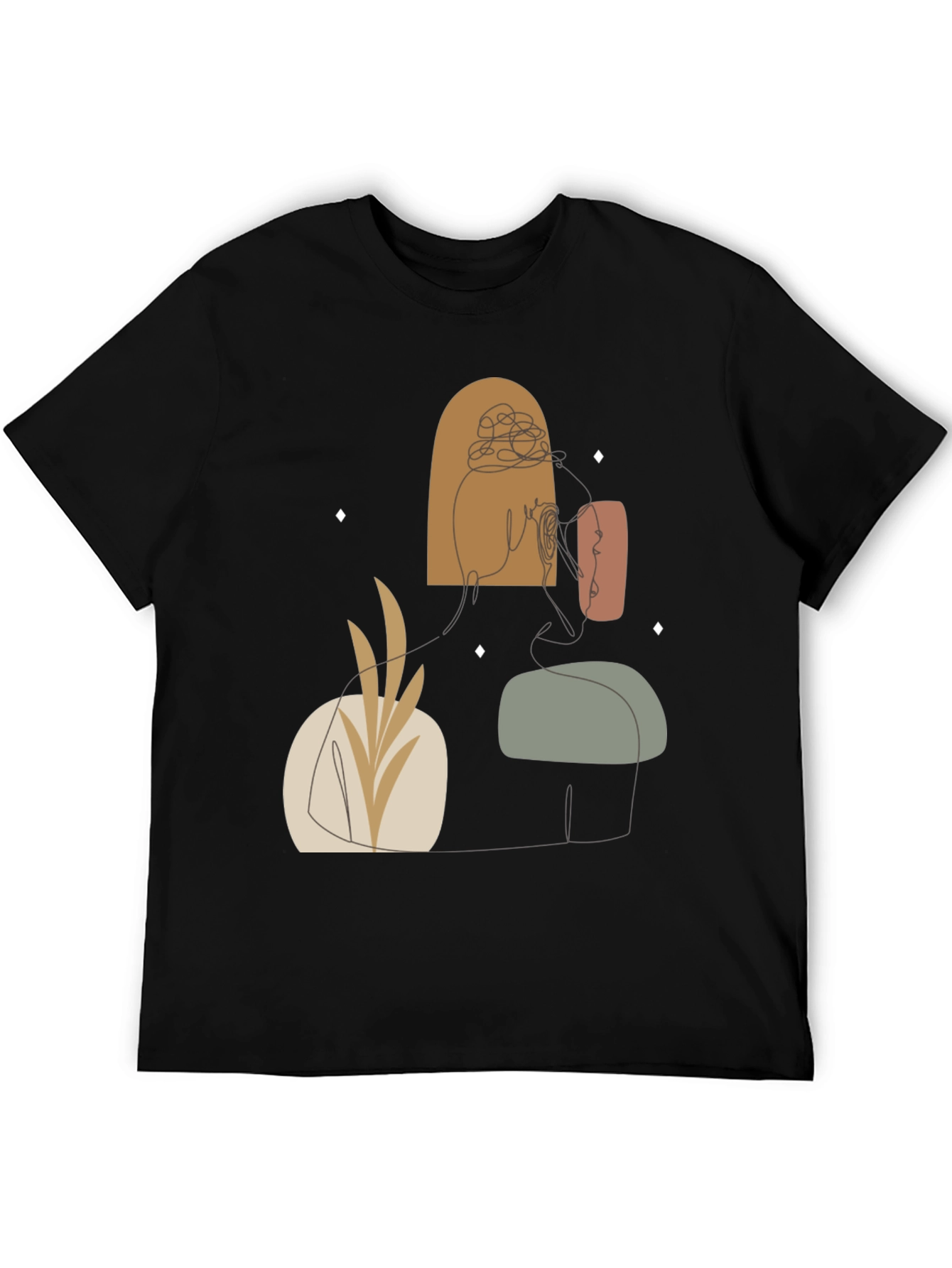 Abstract Line Art Graphic Tee - Modern Style