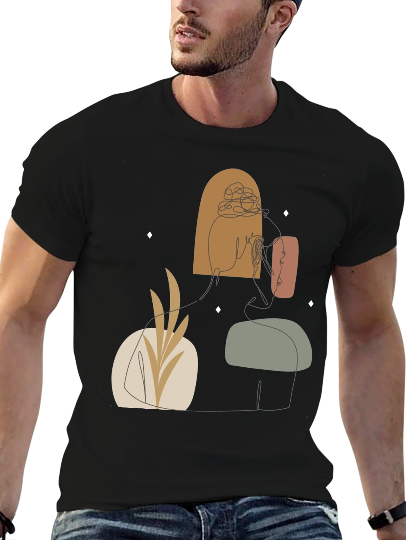 Abstract Line Art Graphic Tee - Modern Style