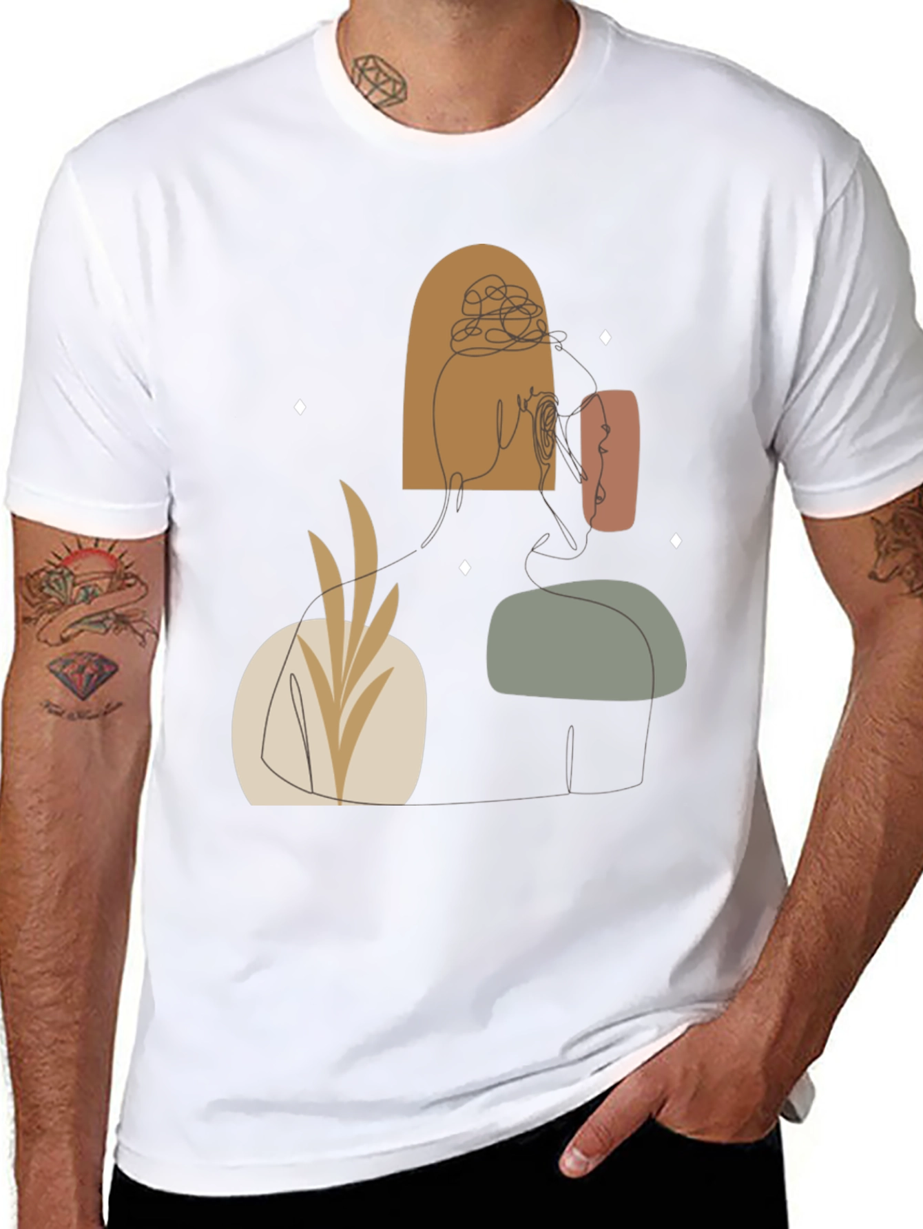 Abstract Line Art Graphic Tee - Modern Style